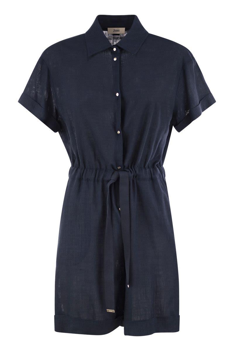 【関税&送料込み】Herno Chemisier Jumpsuit With Drawstring Herno Chemisier Jumpsuit With Drawstring in Blue | Lyst