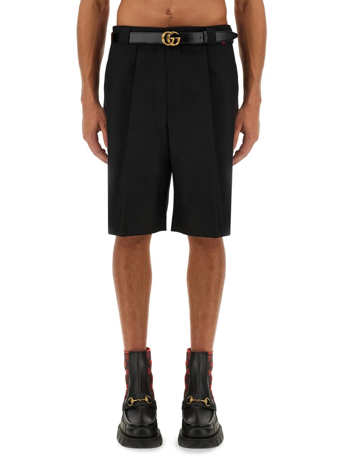 Gucci Wool Blend Twill Shorts in Black for Men | Lyst