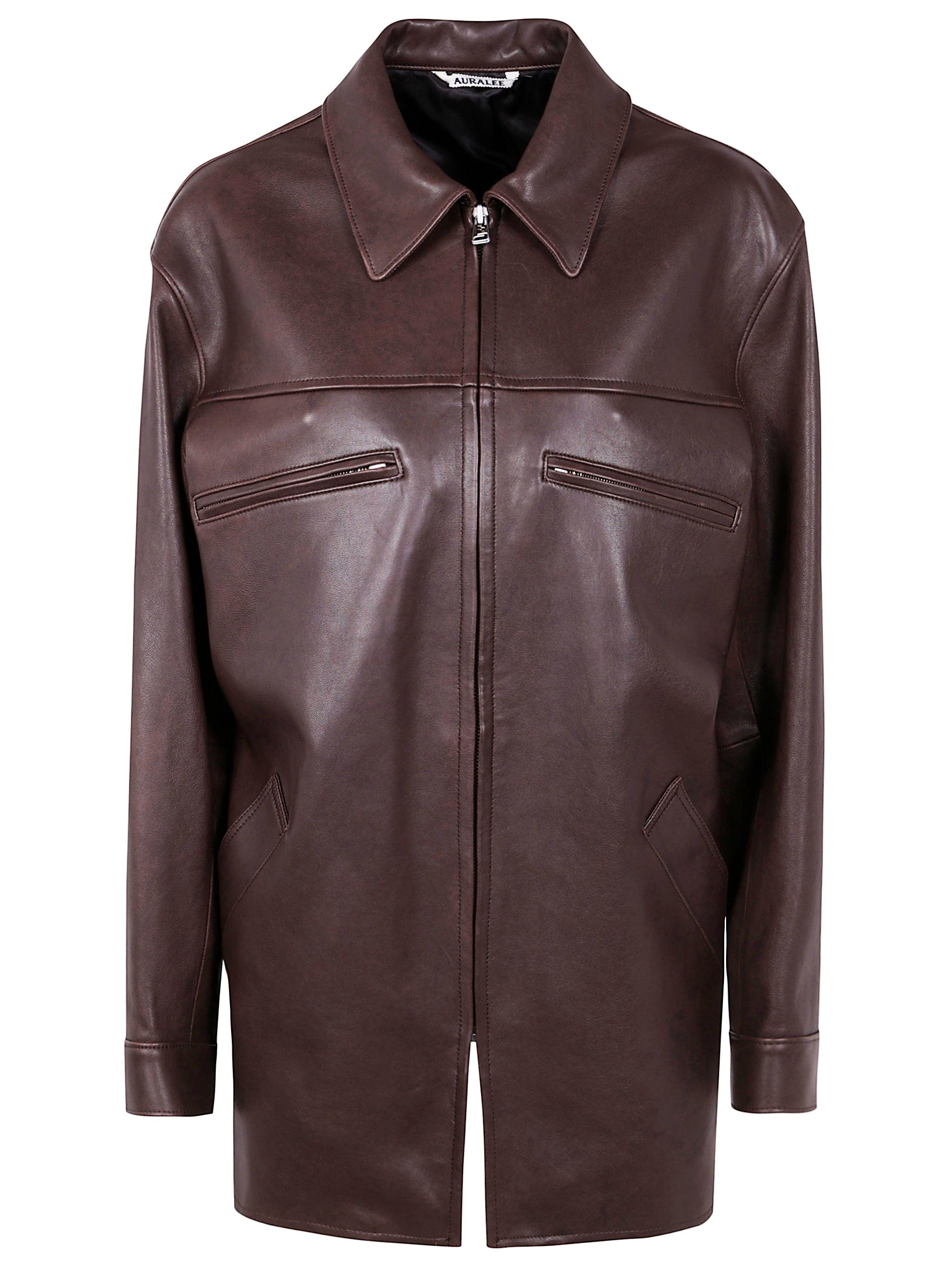 AURALEE Lamb Leather Long Zip Blouson in Brown | Lyst AURALEE Lamb Leather Long Zip Blouson in Brown | Lyst