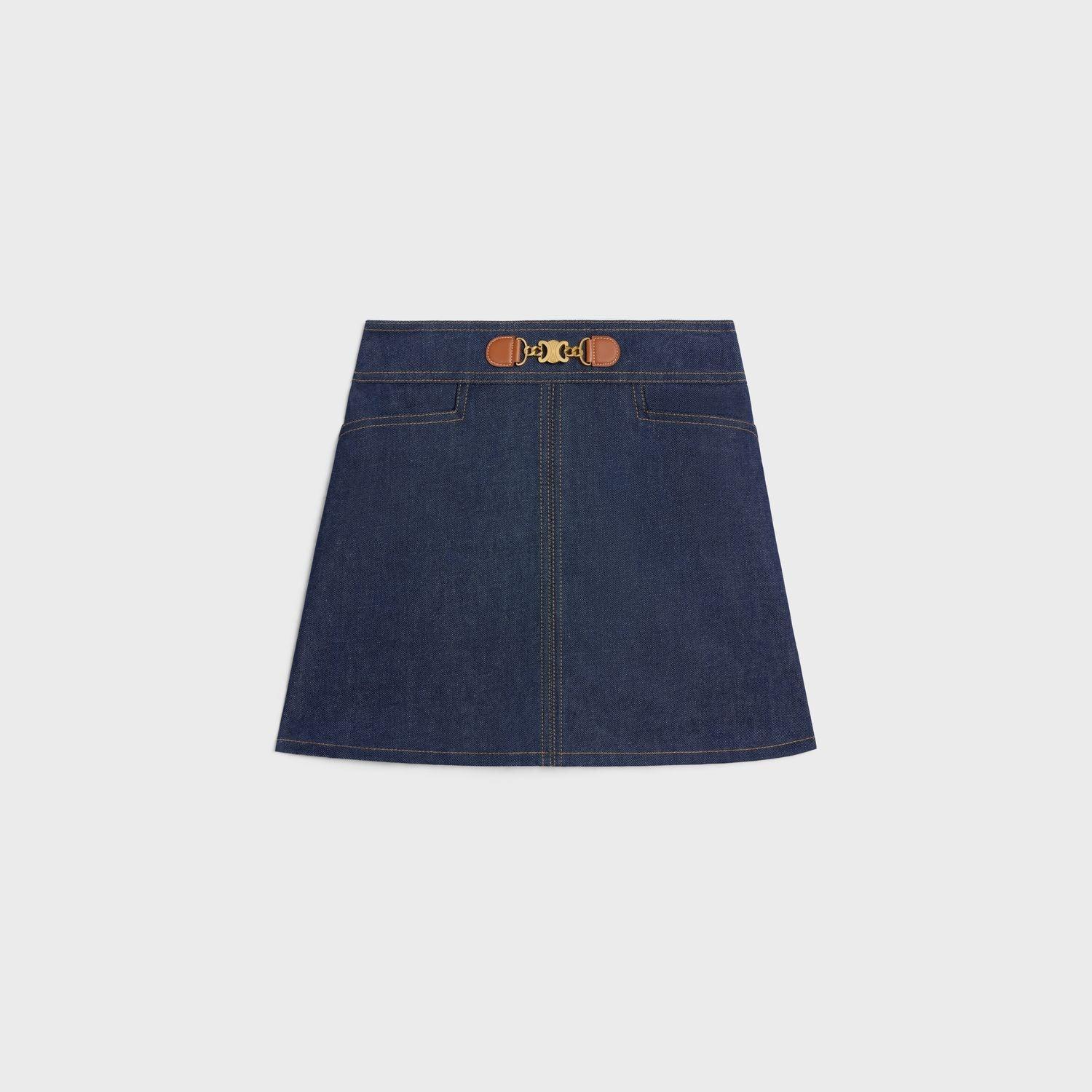 Celine Denim Mini Skirt in Blue | Lyst