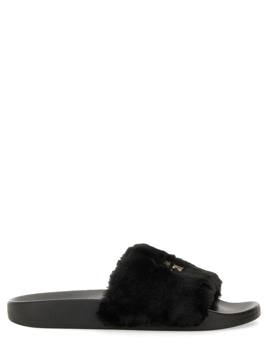 Versace Jeans Couture Slide Sandal With Logo in Black Lyst