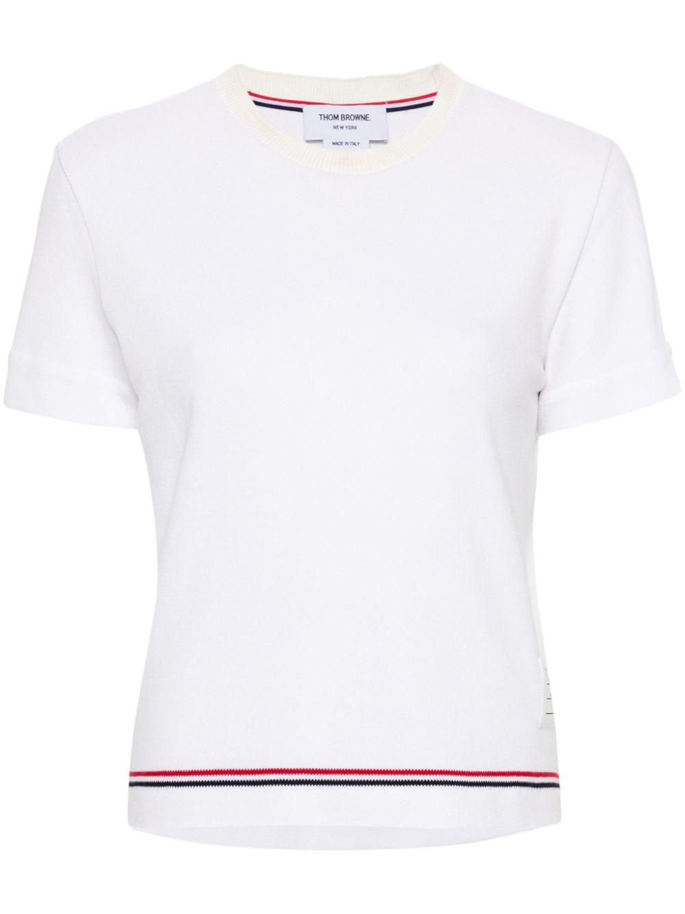 Tシャツ・カットソー Thom Browne 'Rwb' White Cotton T-Shirt Thom Browne RWB-stripe Cotton T-shirt | White | FARFETCH
