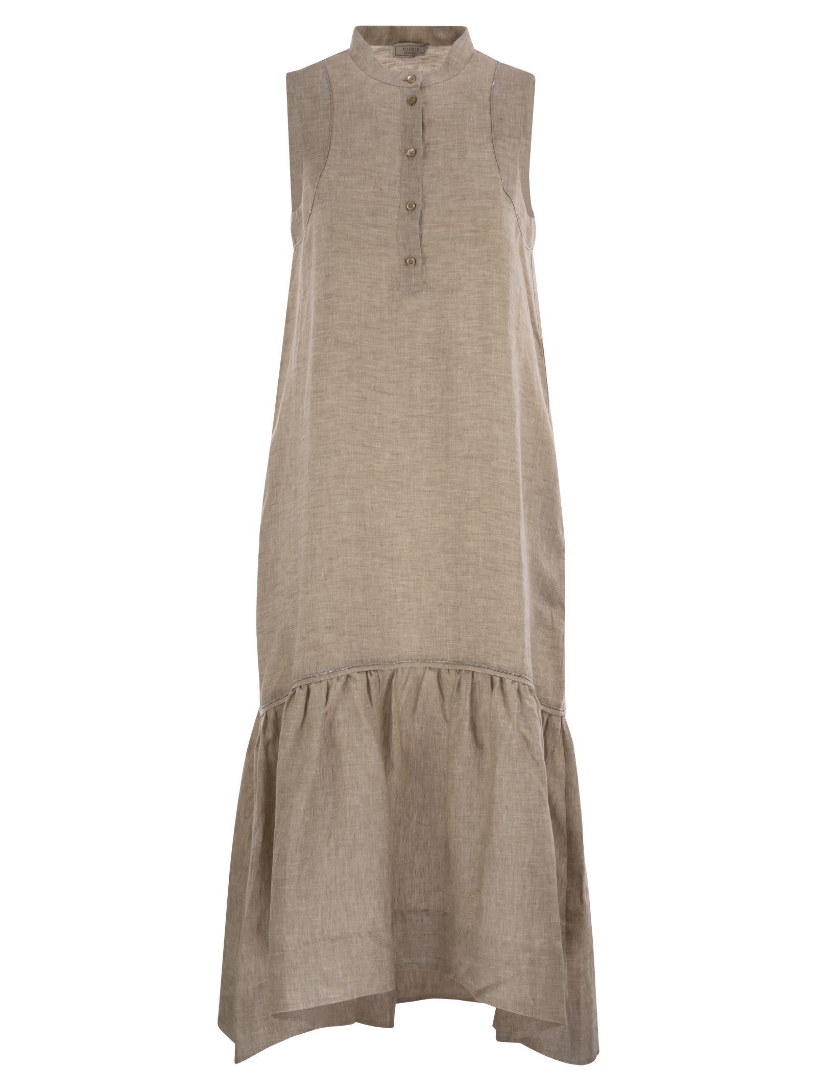パーティードレス PESERICO Linen voile long dress Peserico Linen Voile Long Dress in Natural | Lyst