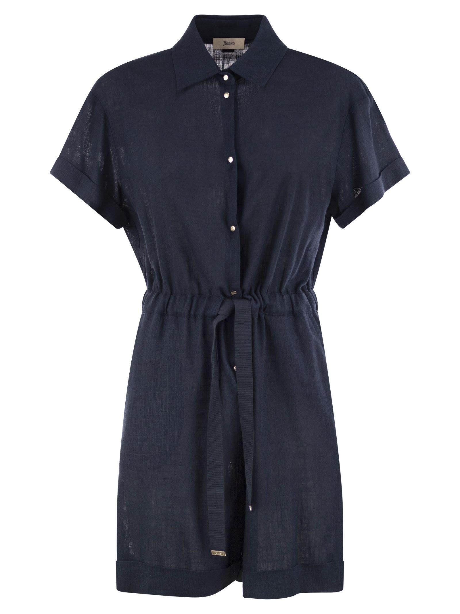 【送料&関税込】Herno Chemisier Jumpsuit With Drawstring Herno Chemisier Jumpsuit With Drawstring in Blue | Lyst