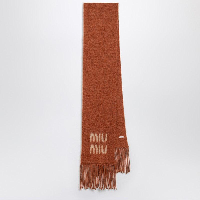 小物 MIU MIU wool scarf Tobacco Wool And Mohair Scarf | Miu Miu