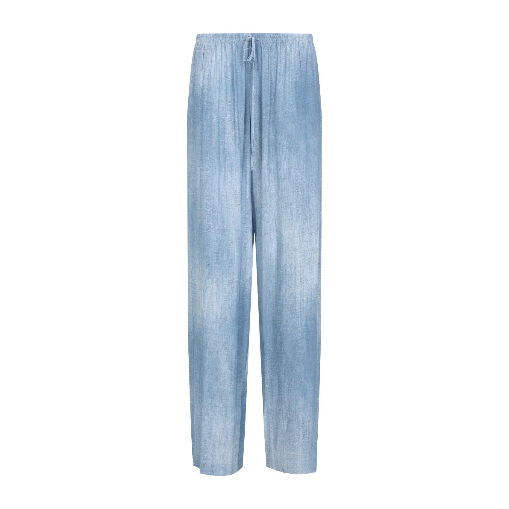 Ermanno Scervino Wide Leg Light Viscose Pants in Blue | Lyst