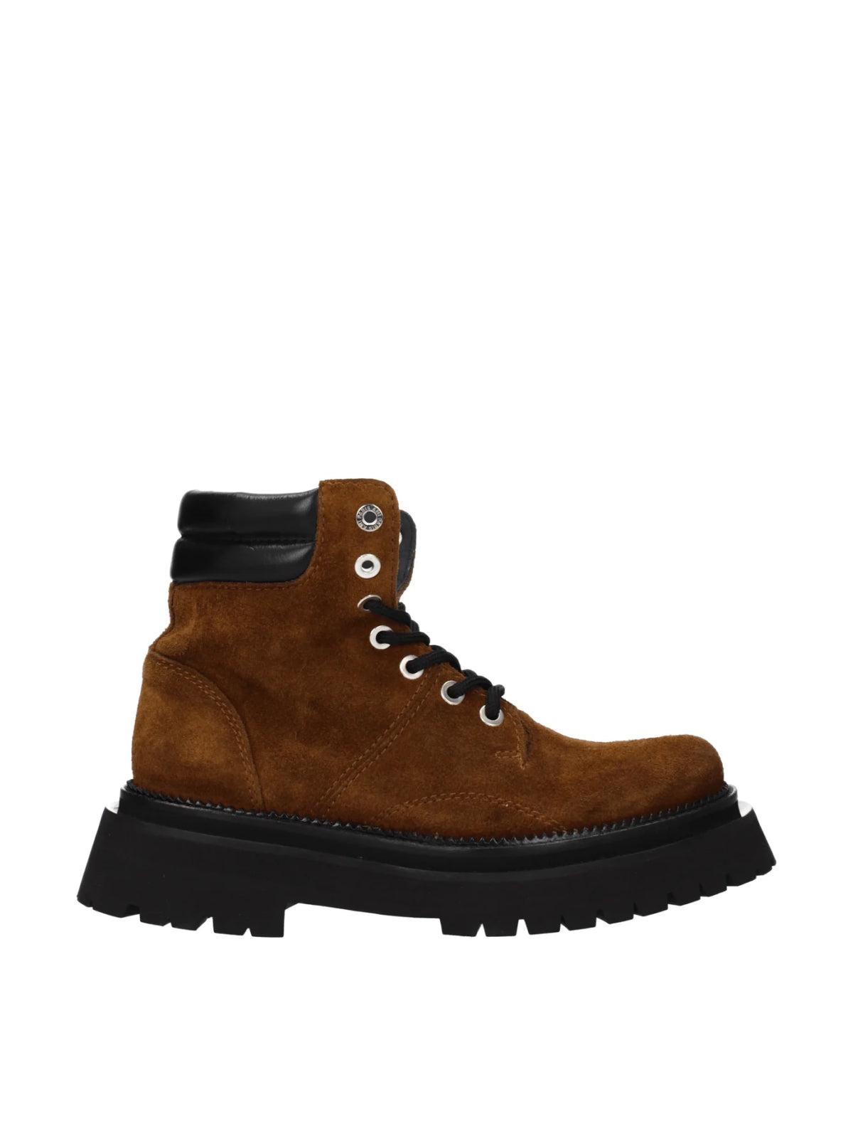 Ami Paris Lace-Up Suede Ankle Boots in Brown | Lyst