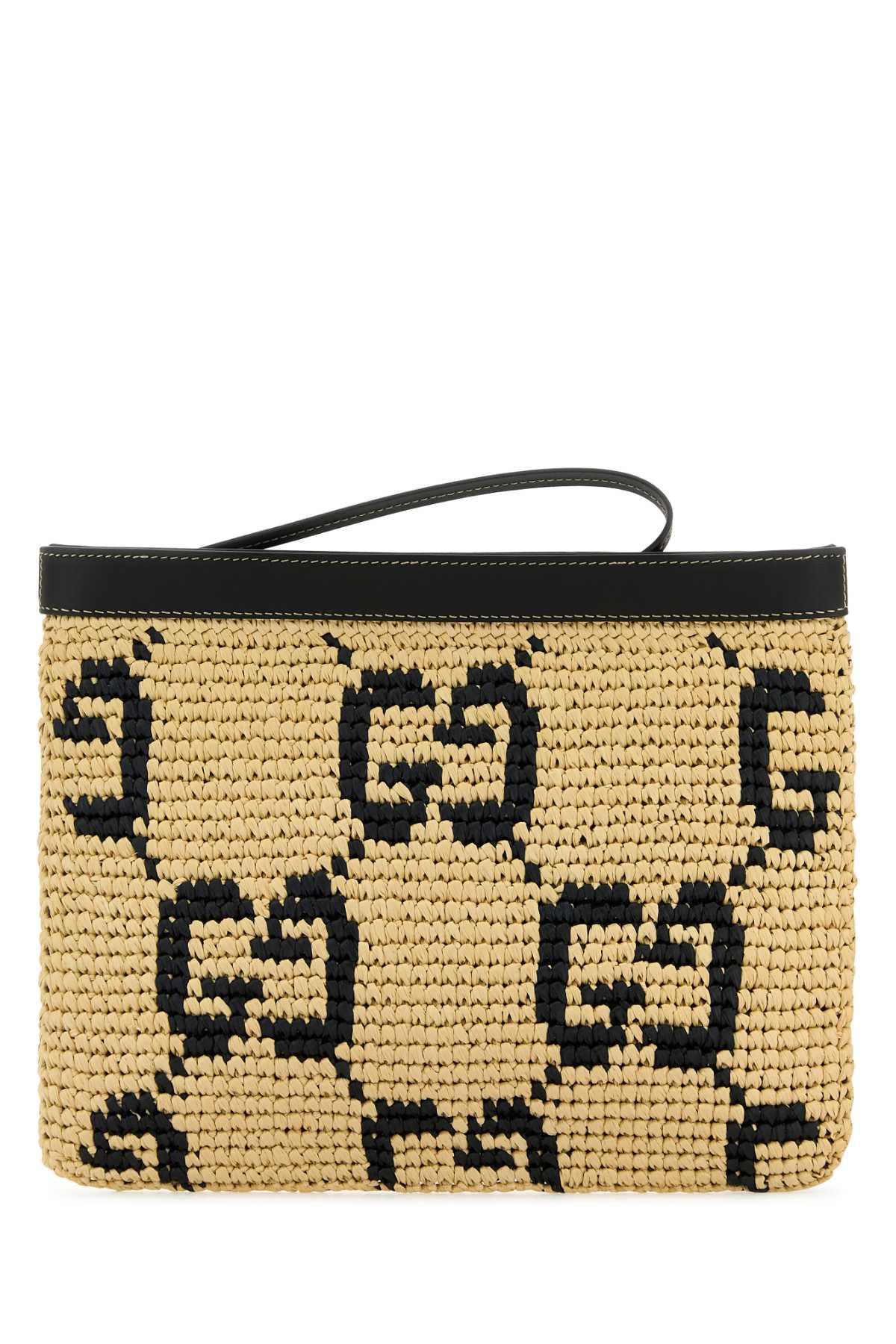 【関税&送料込】Gucci Embroidered Raffia Gucci Summer Clutch Gucci Embroidered Raffia Summer Clutch in Metallic | Lyst