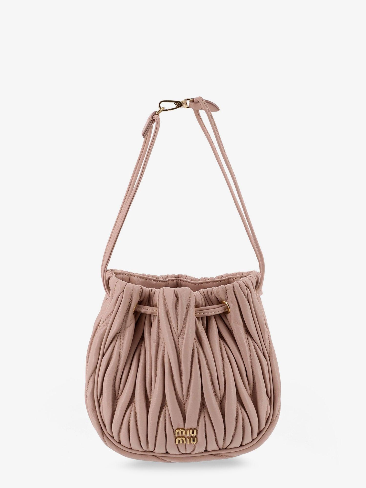 Miu Miu Matelassé Leather Bucket Bag in White | Lyst