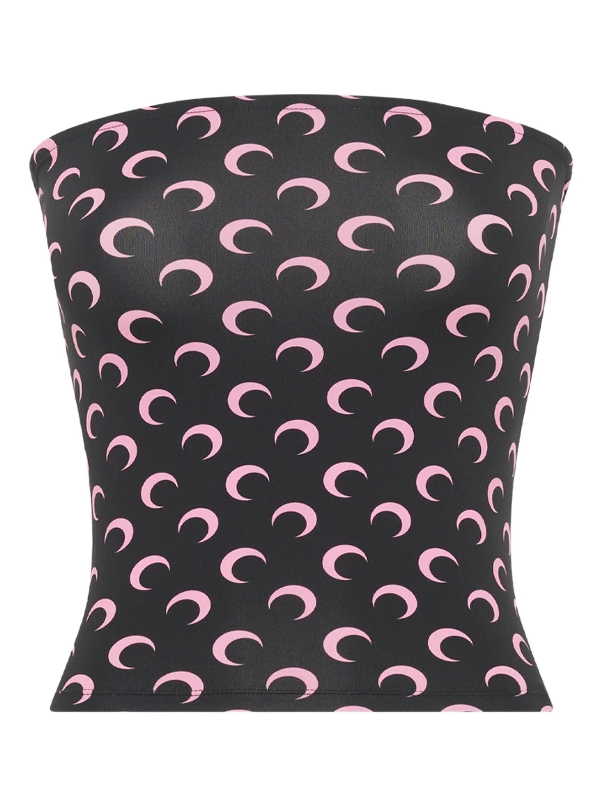 Marine Serre Moon Printed Second Skin Tube Top in Black | Lyst