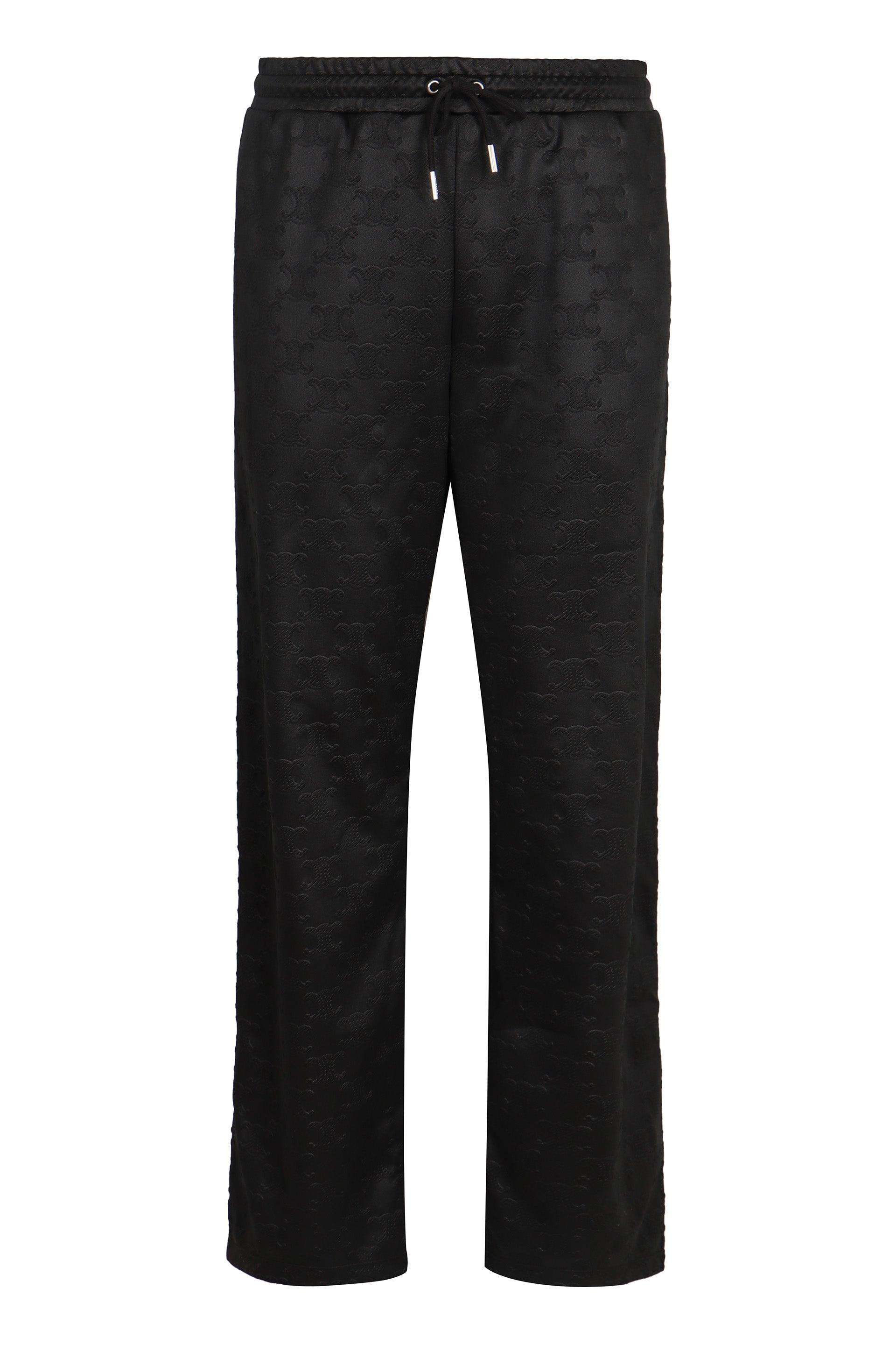 【CELINE】TRIOMPHE JOGGING TROUSERS●RP066748QGBC0 Celine Triomphe Techno Fabric Track Pants in Black for Men