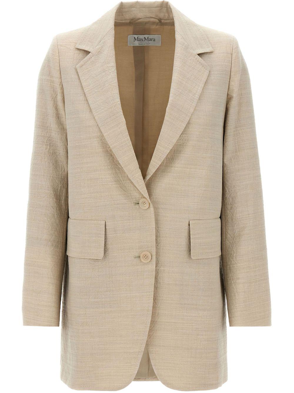 Max Mara Wool Single-Breasted Jacket in Natural | Lyst