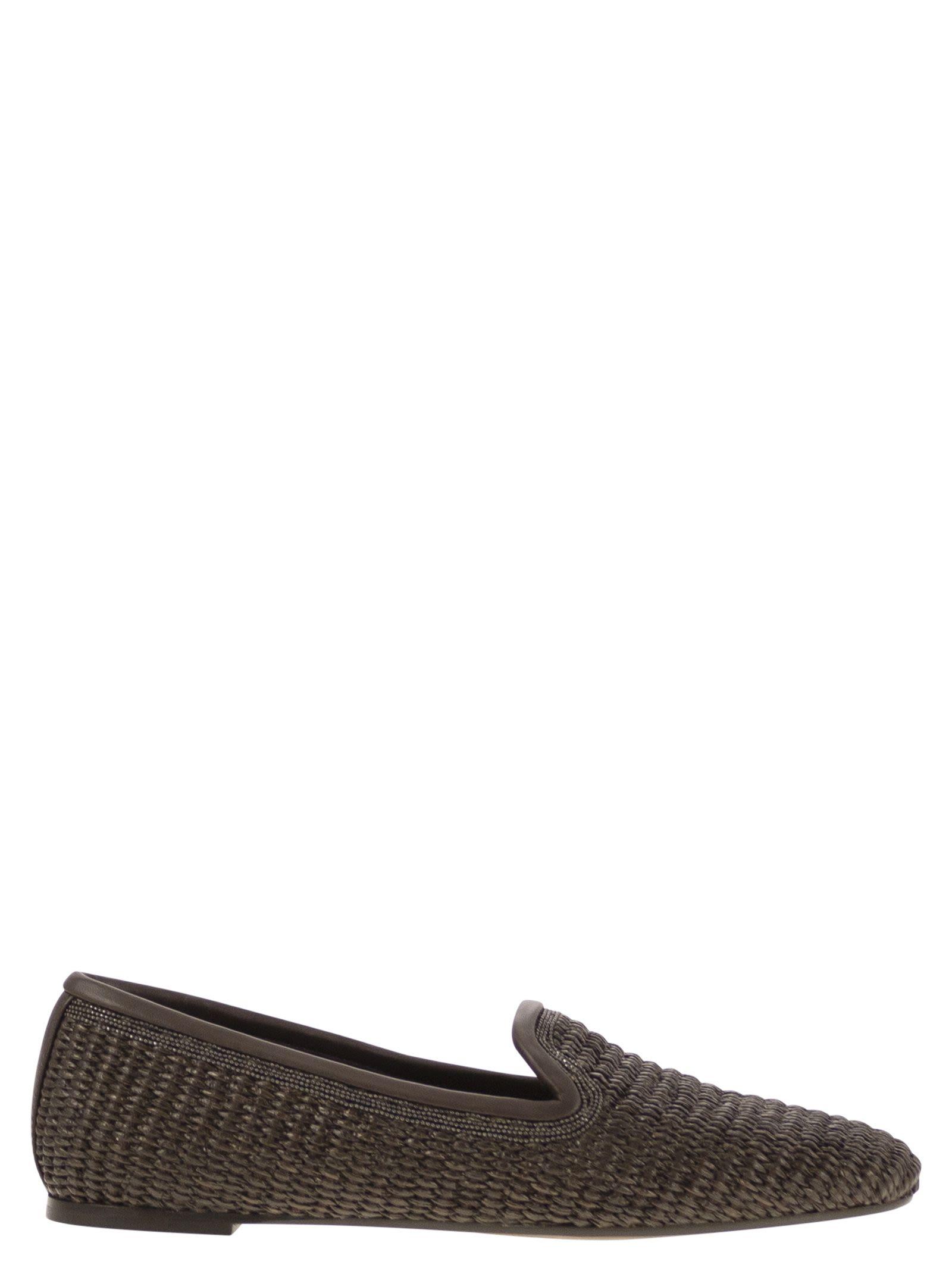 サンダル・ミュール BRUNELLO CUCINELLI Techno raffia slipper with Precious Trim Brunello Cucinelli Techno Raffia Slipper With Precious Trim