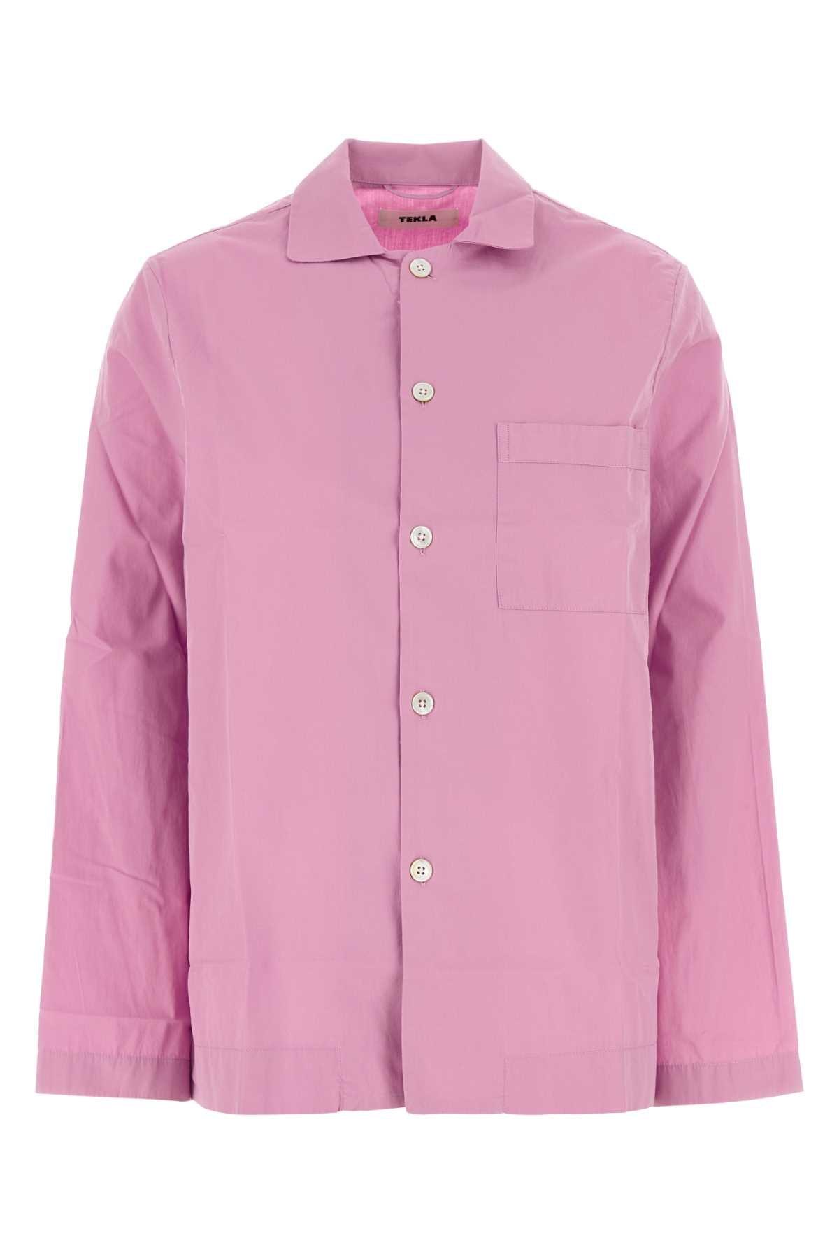 Tシャツ・カットソー TEKLA FW25 Pink poplin shirt (POPLINPYJAMASSHIRT PURPIN) Tekla Poplin Pyjama Shirt Purple Pink – Neighbour