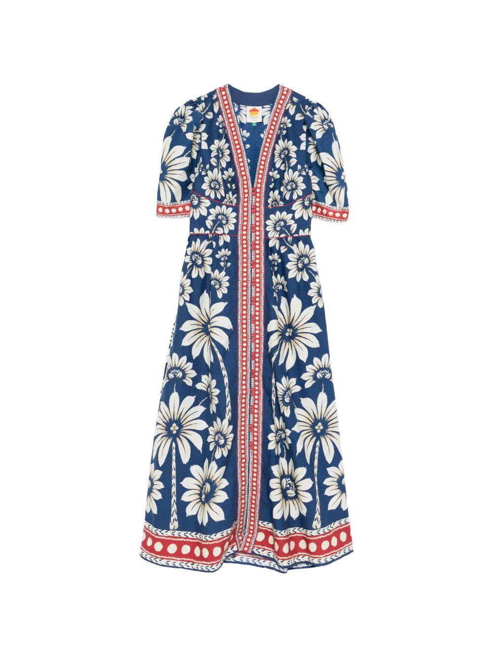 chinese dress ladies Bright Flora Brown Long Sleeve Mini Dress – The RiverLane main image 1