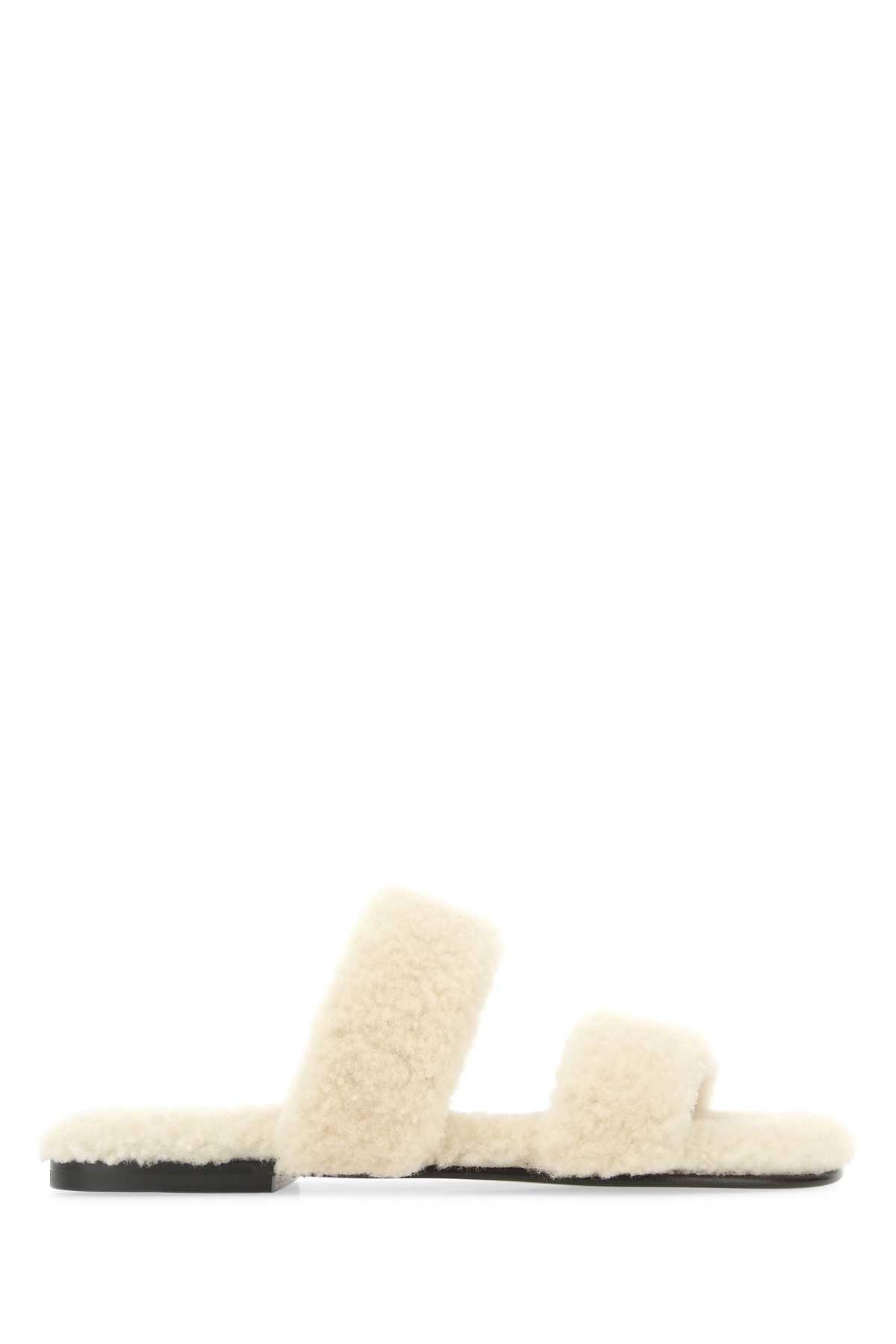 サンダル Saint Laurent Ivory shearling slippers Saint Laurent Ivory Shearling Bleach Slippers Sandal in