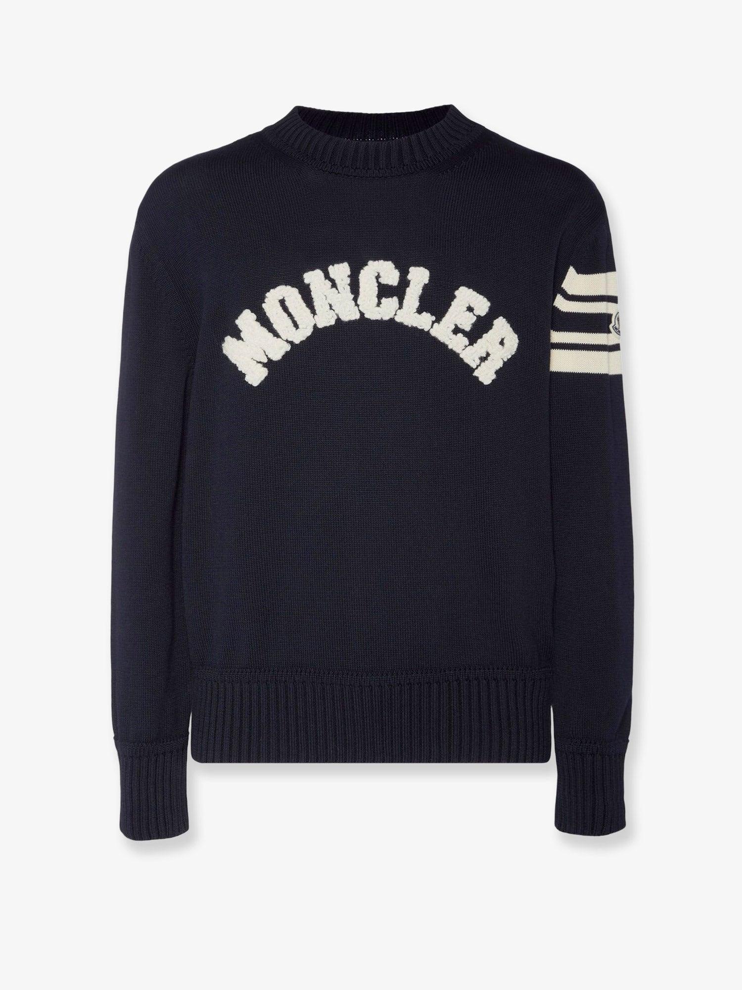 Moncler Cotton Sweater With Logo Patch in Blue for Men | Lyst Moncler Cotton Sweater With Logo Patch in Blue for Men | Lyst