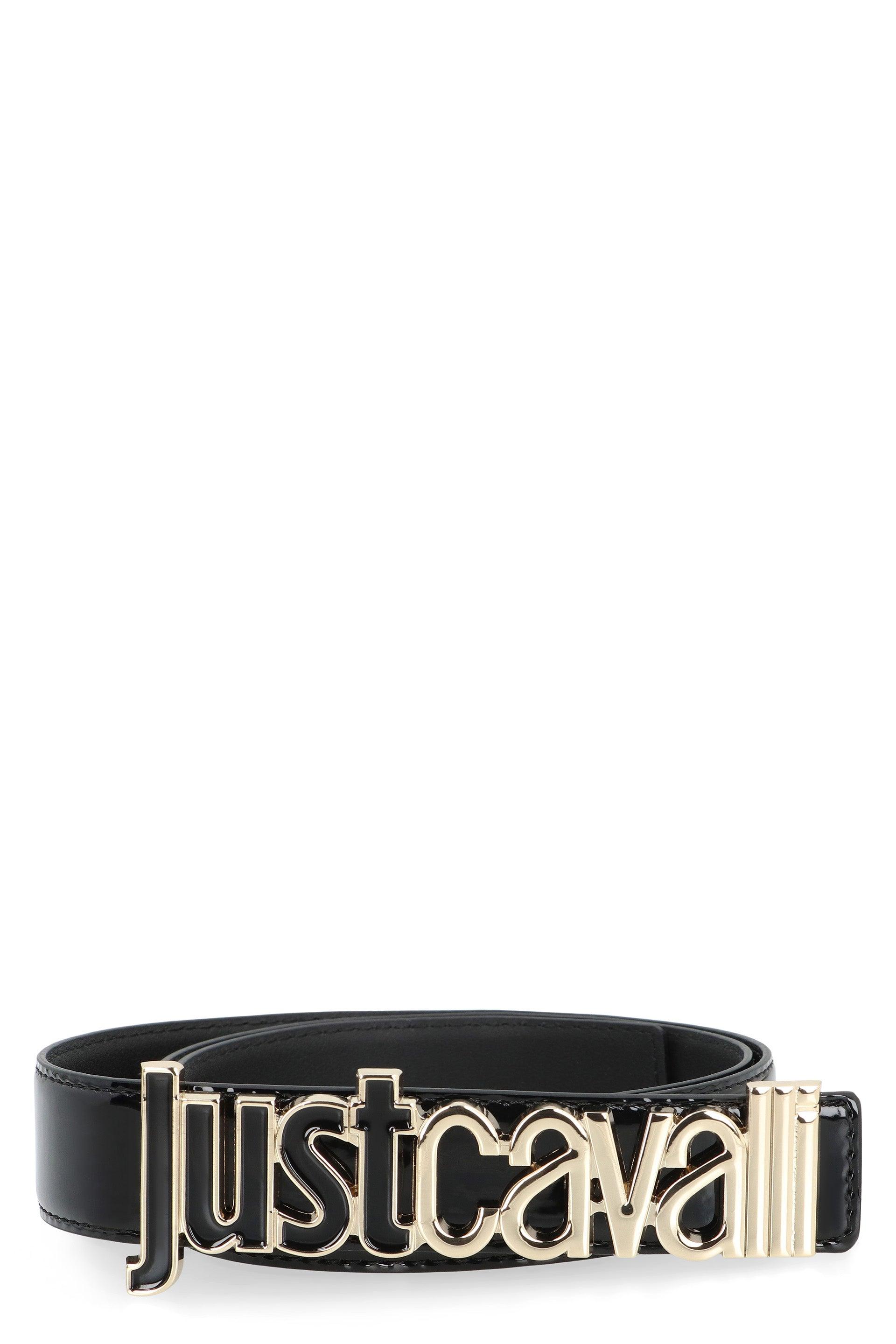 Just Cavalli designer black patent stud belt Roberto Cavalli Black Patent Leather Belt With Large Gold  main image 4