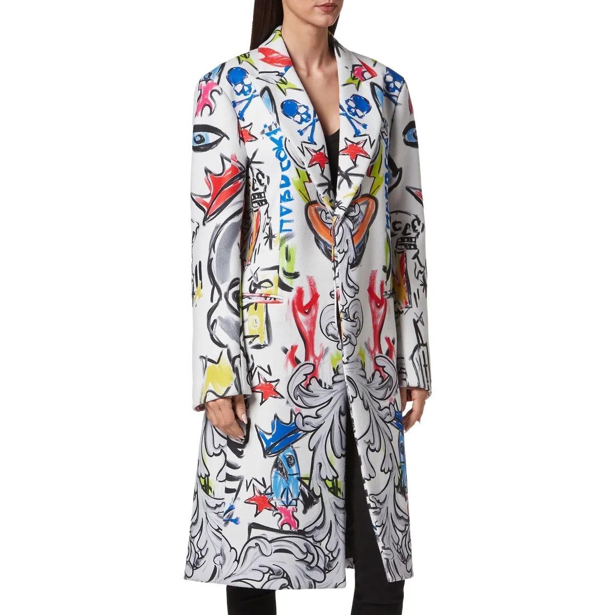 Nebulus Graffiti Winterjacke Philipp Plein Gesteppter Mantel GrÃ¼n