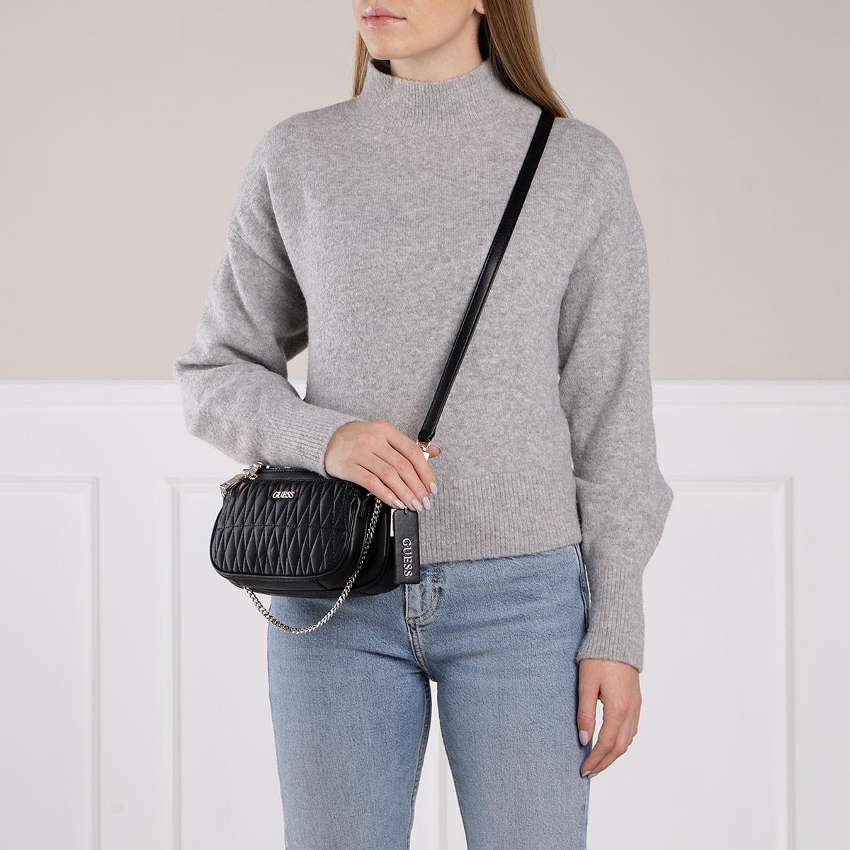 guess arie double pouch crossbody black
