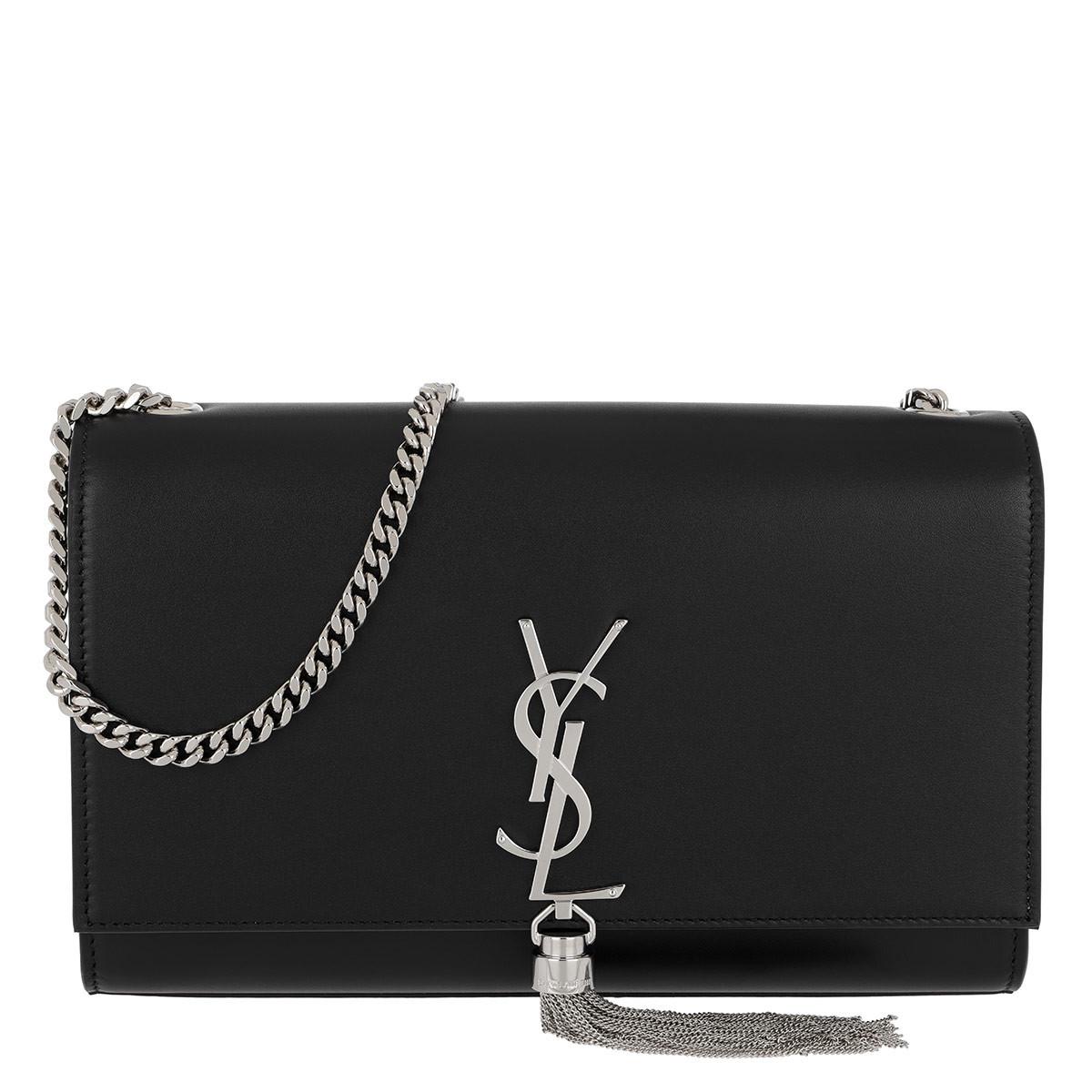 black ysl bag silver chain