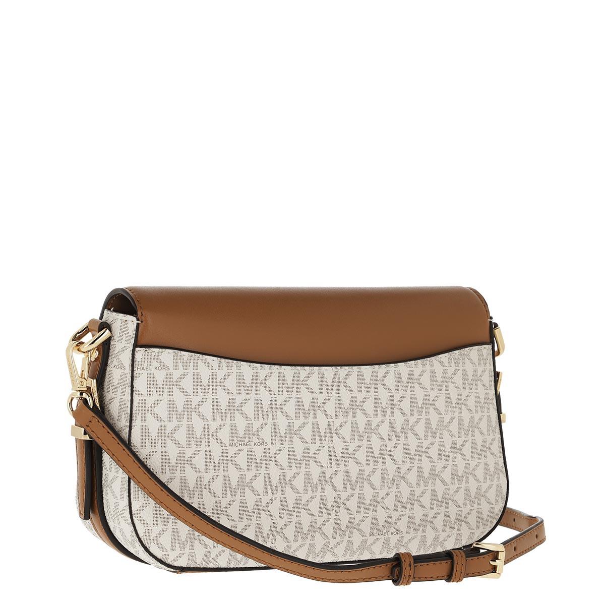 Michael Kors Leather Bedford Legacy Lg Flap Xbody Vanilla/acorn in