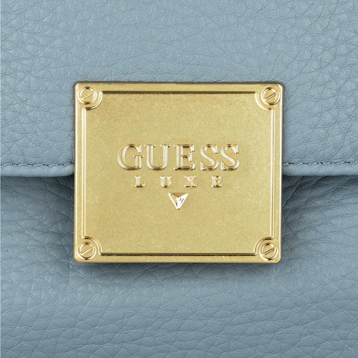Guess Leather Vicky Medium Top Handle Flap Sky Blue - Lyst