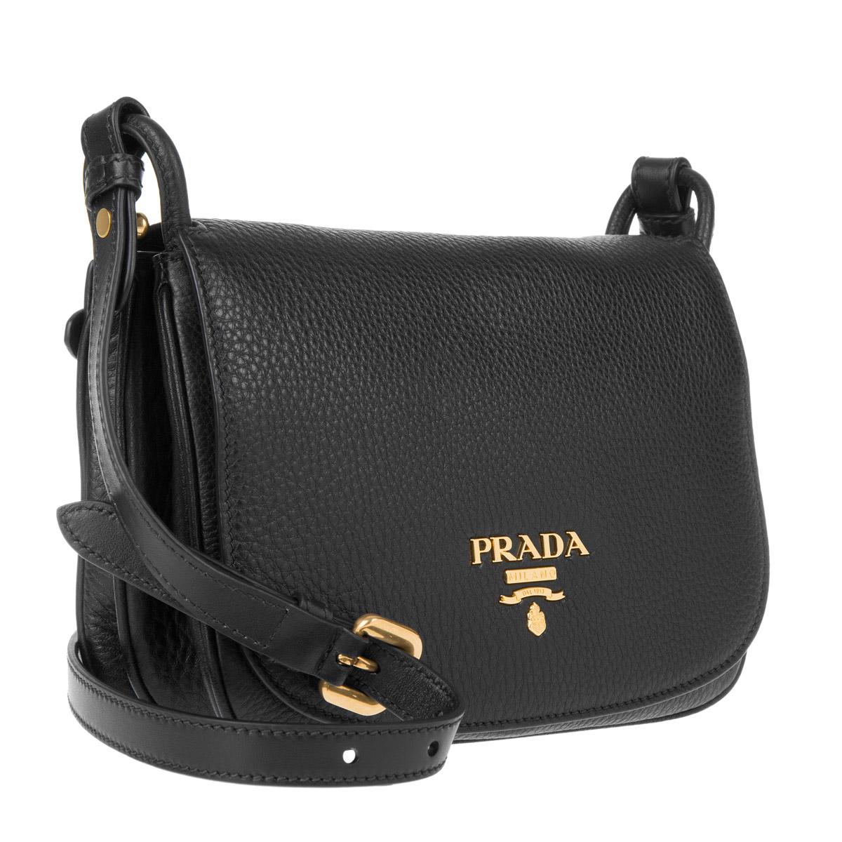 Prada Leather Vitello Daino Pattina Crossbody Bag Nero Lyst