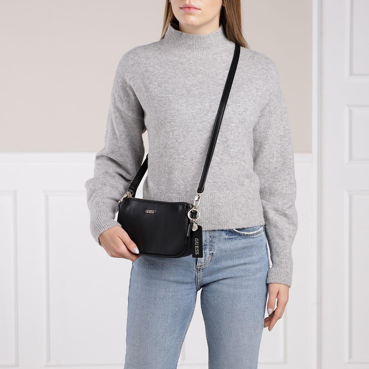 guess arie double pouch crossbody black