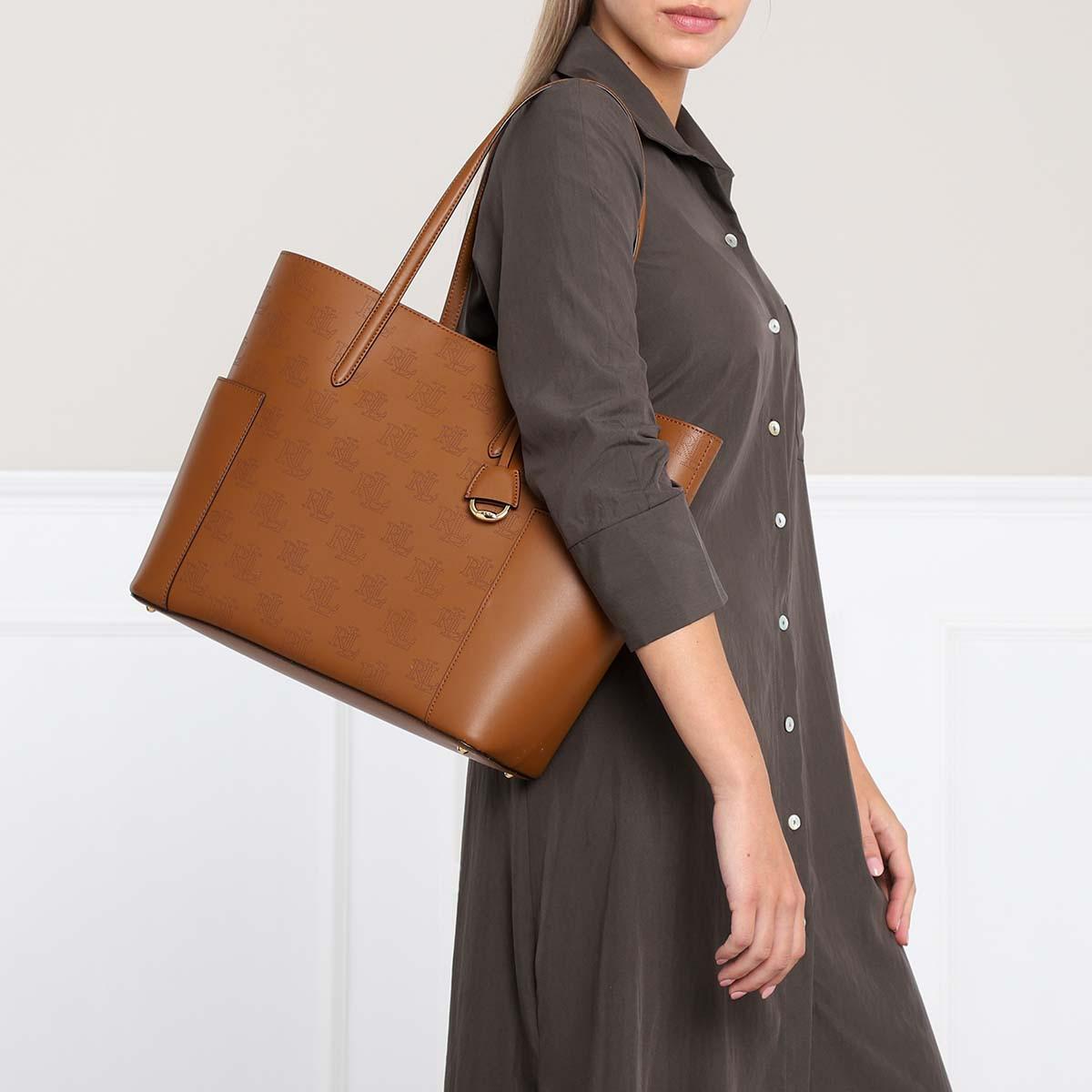 Lauren by Ralph Lauren Leather Carlyle Tote Large Field Brown Black - Lyst