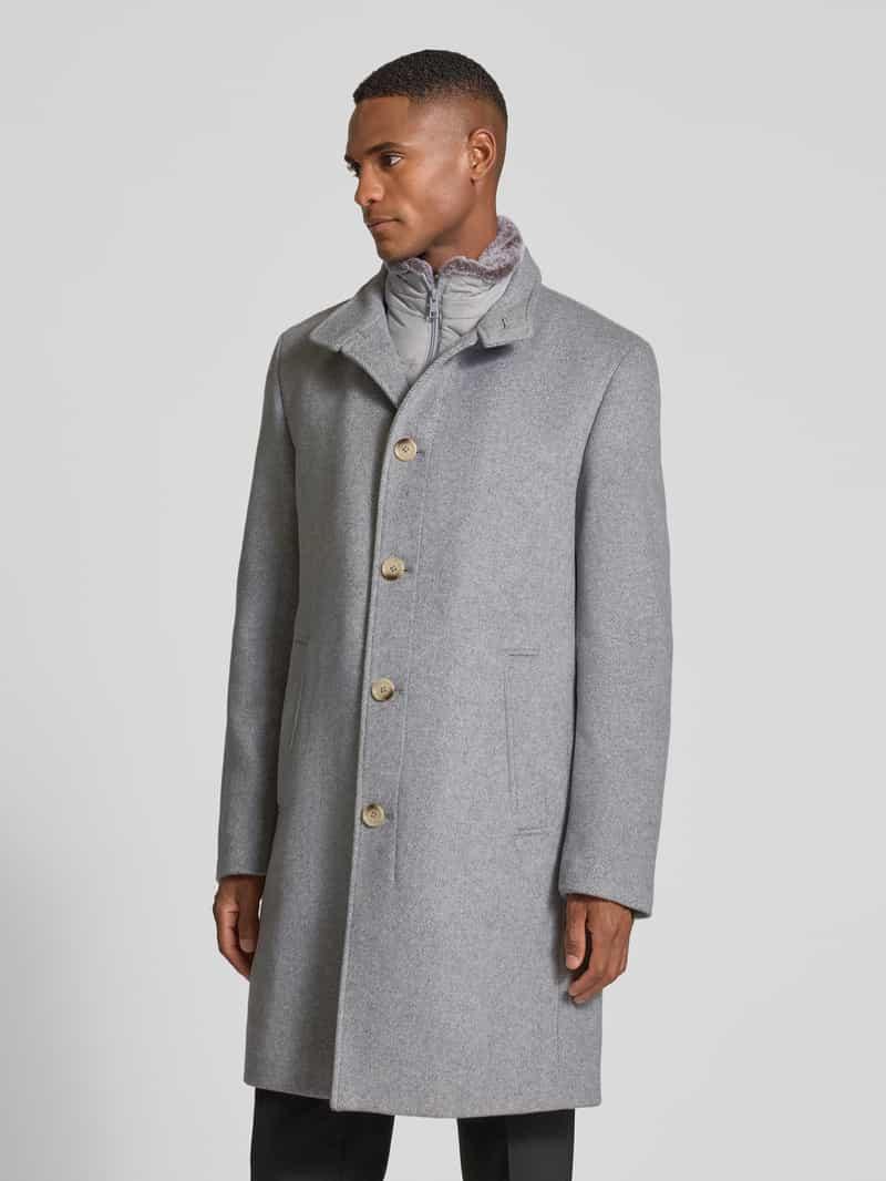 Christian Berg Men Wollmantel mit Stehkragen in Grau für Herren