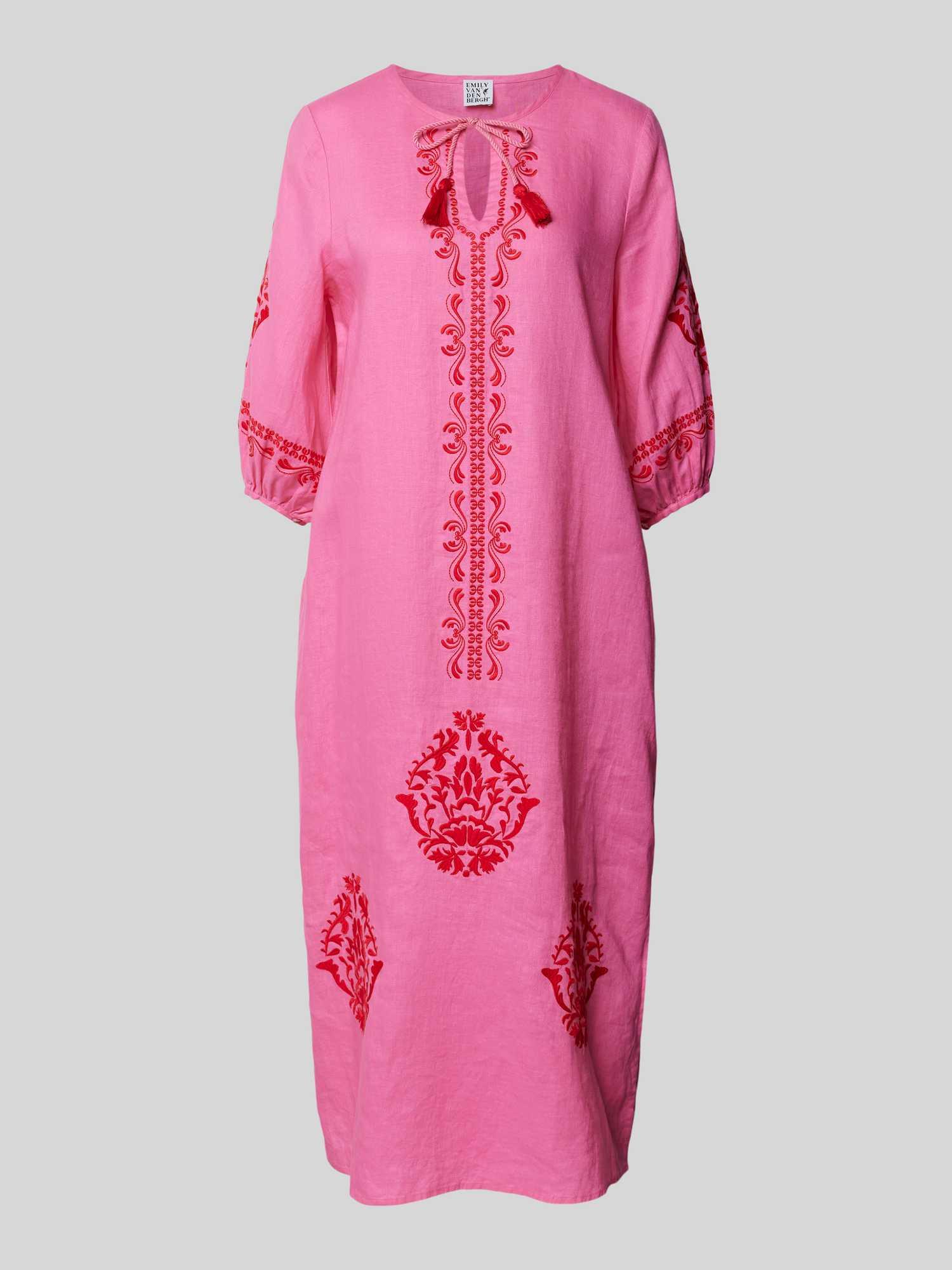 Emily Van Den Bergh Linnen Jurk Met Steekzakken in het Roze Lyst NL