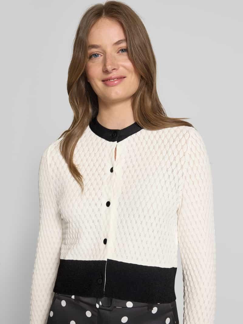 Marc Cain Strickjacke aus Viskose-Mix mit Rundhalsausschnitt in