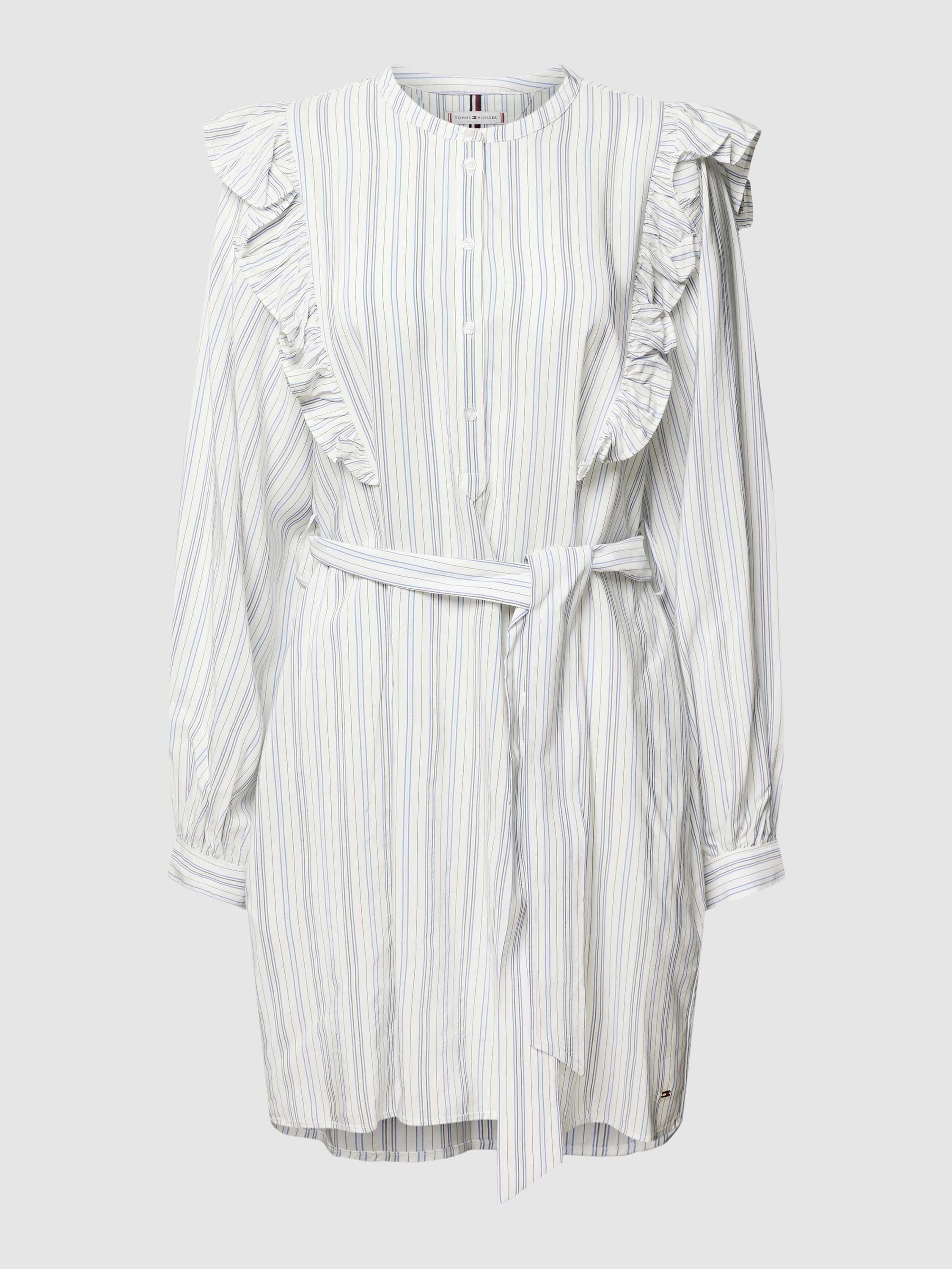 Tommy Hilfiger Blusenkleid mit Rüschen Modell 'VIS STRIPE SHORT FRILL' in  Weiß | Lyst AT