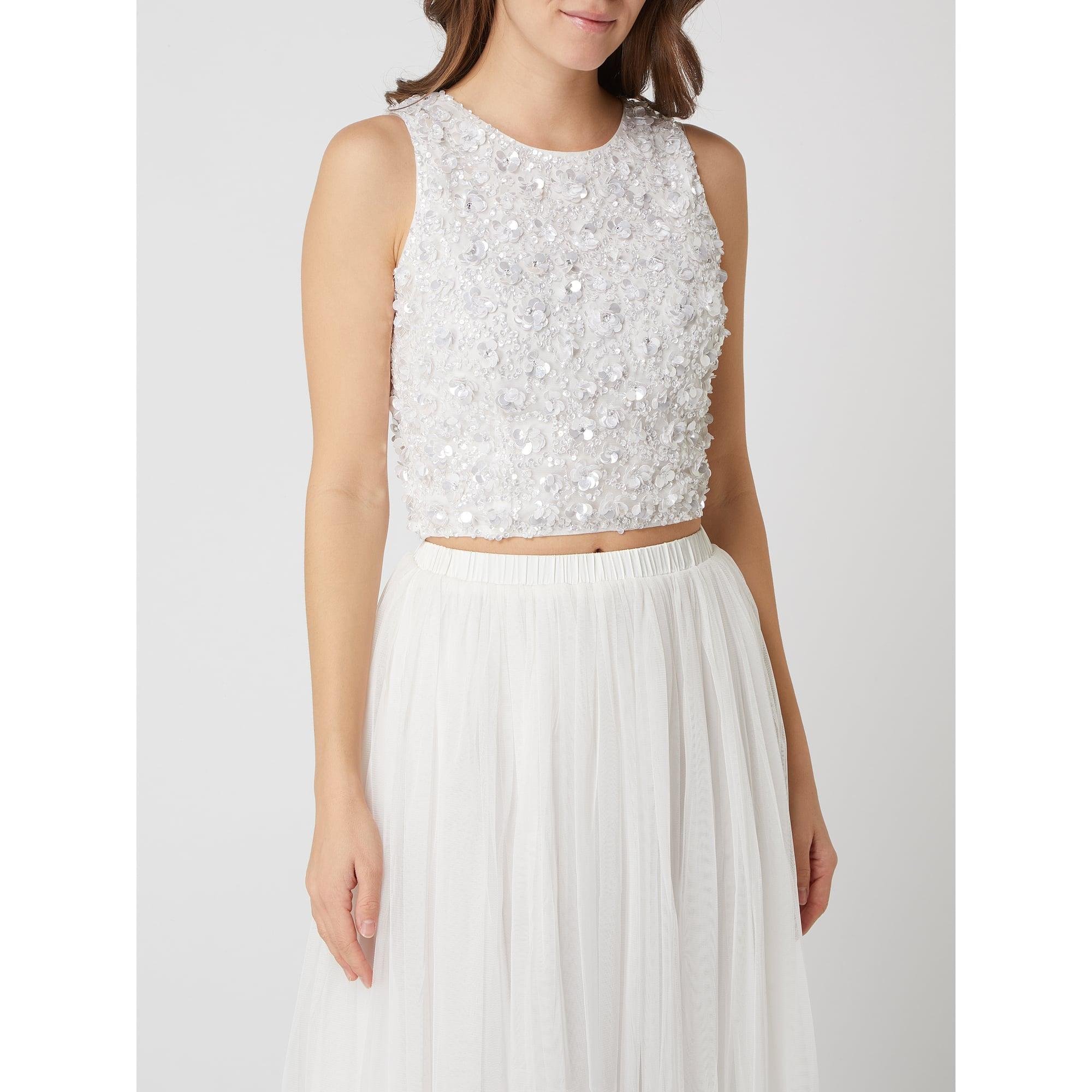 LACE BEADS Crop Top mit Pailletten Modell Hazel in WeiB Lyst DE
