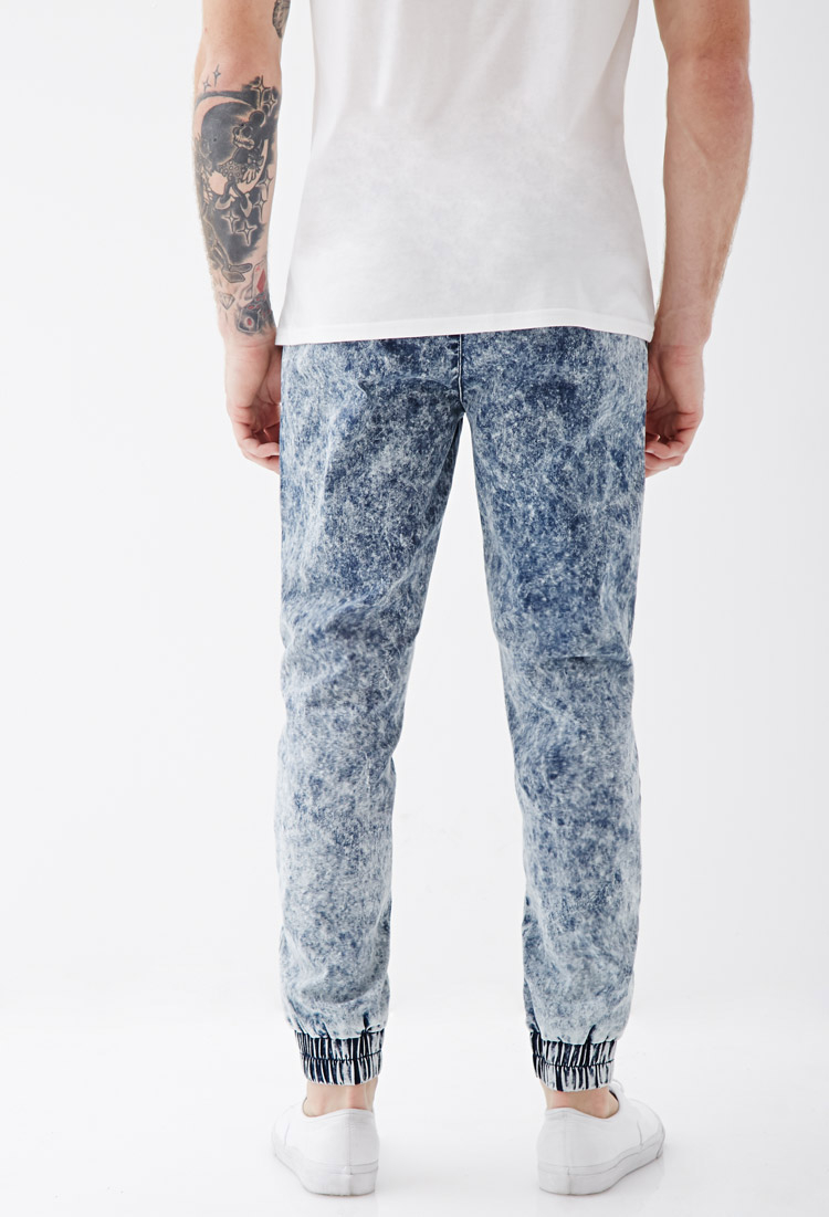 acid wash jean joggers