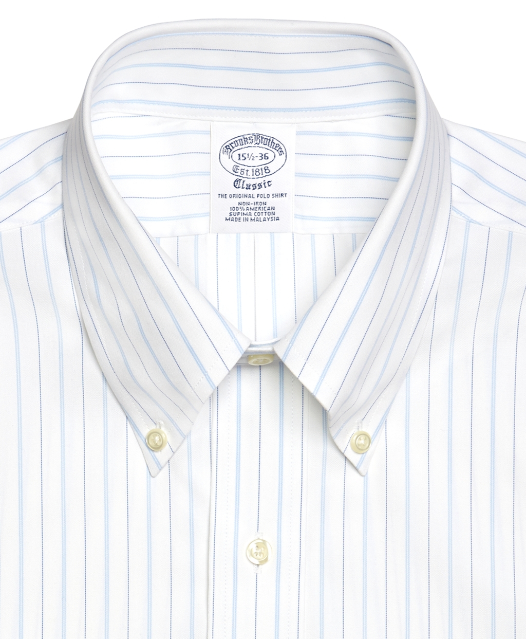 Brooks Brothers Supima Cotton Noniron Extraslim Fit Buttondown Pinpoint Thick and Thin Stripe