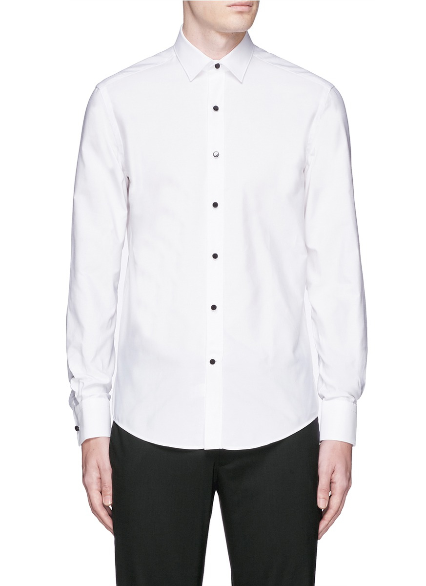 tux shirt with black buttons
