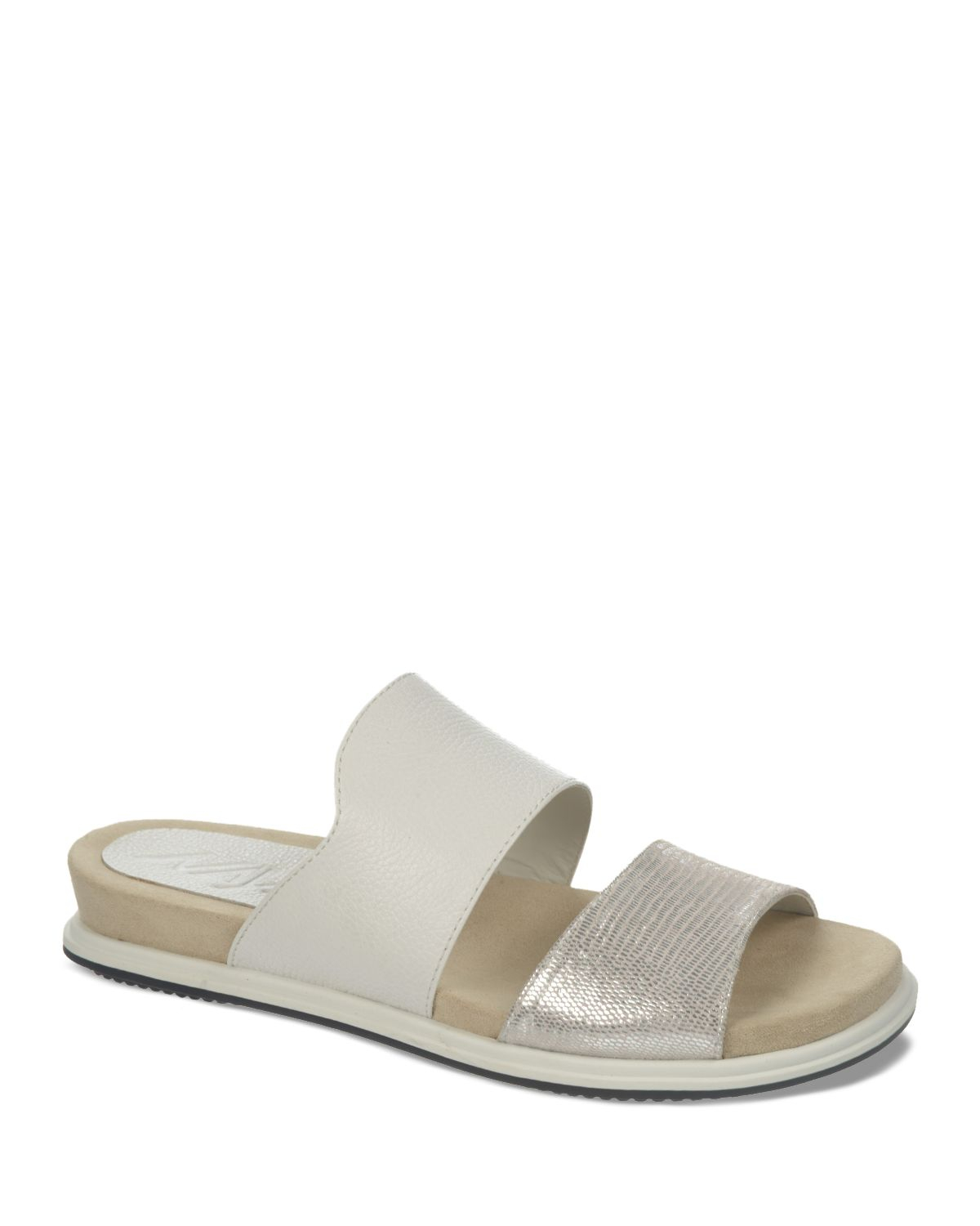 Naya Open Toe Flat Slide Sandals - Korthay in White | Lyst