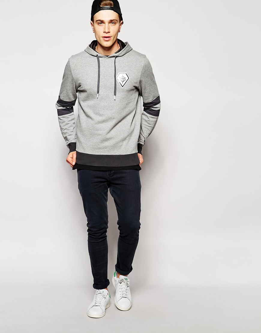 Lyst - Jack & Jones Varsity Tracksuit Top With Hood in Gray for Men