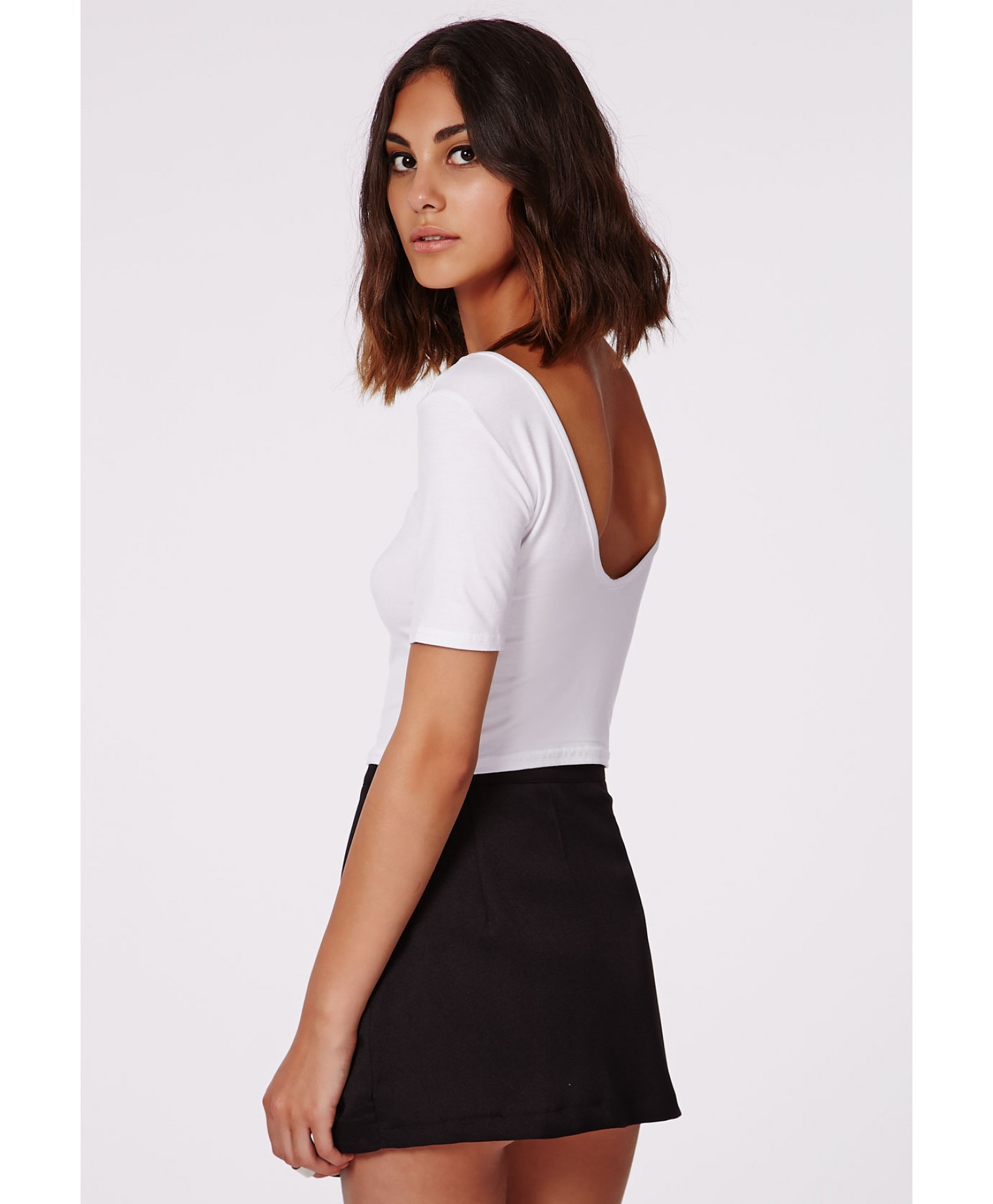Missguided Pamelka White Scoop Back Crop Top in White Lyst