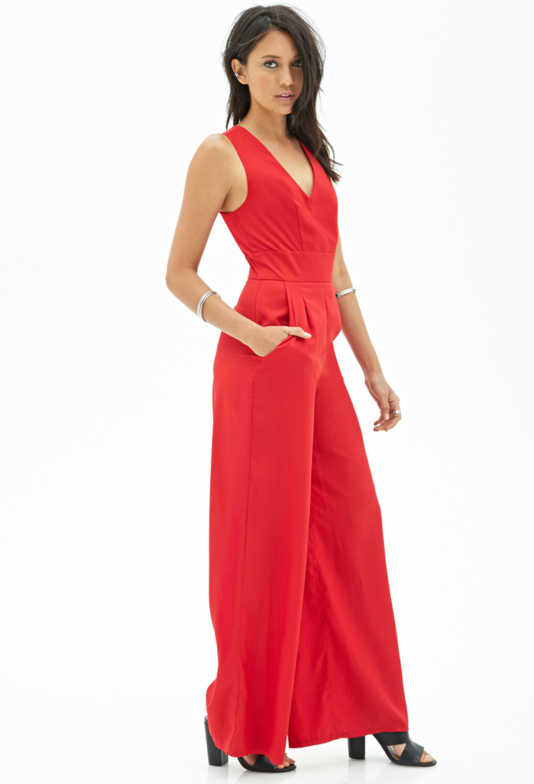 Forever 21 Crossback Jumpsuit in Red | Lyst