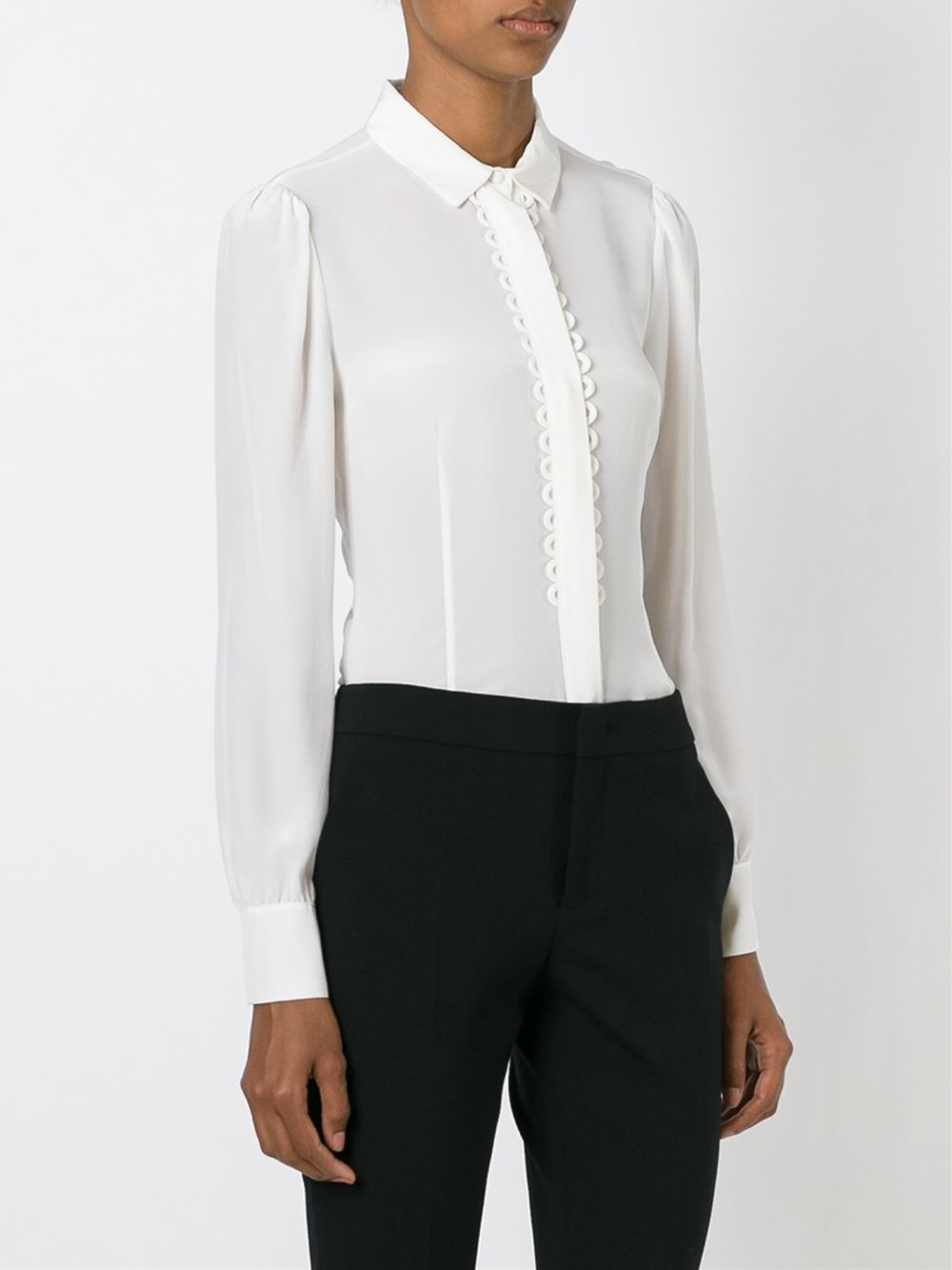 Red valentino Scalloped Trim Shirt in White | Lyst