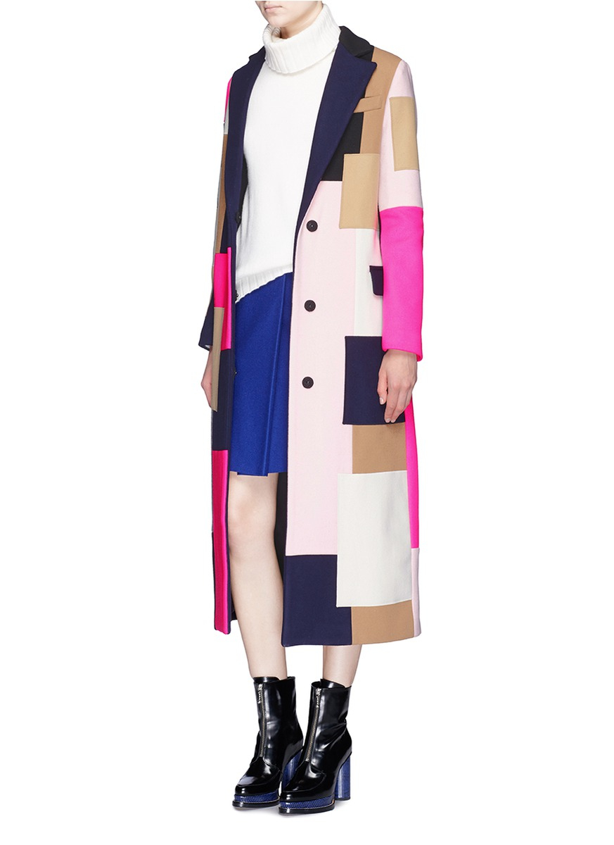 multicolor wool coat