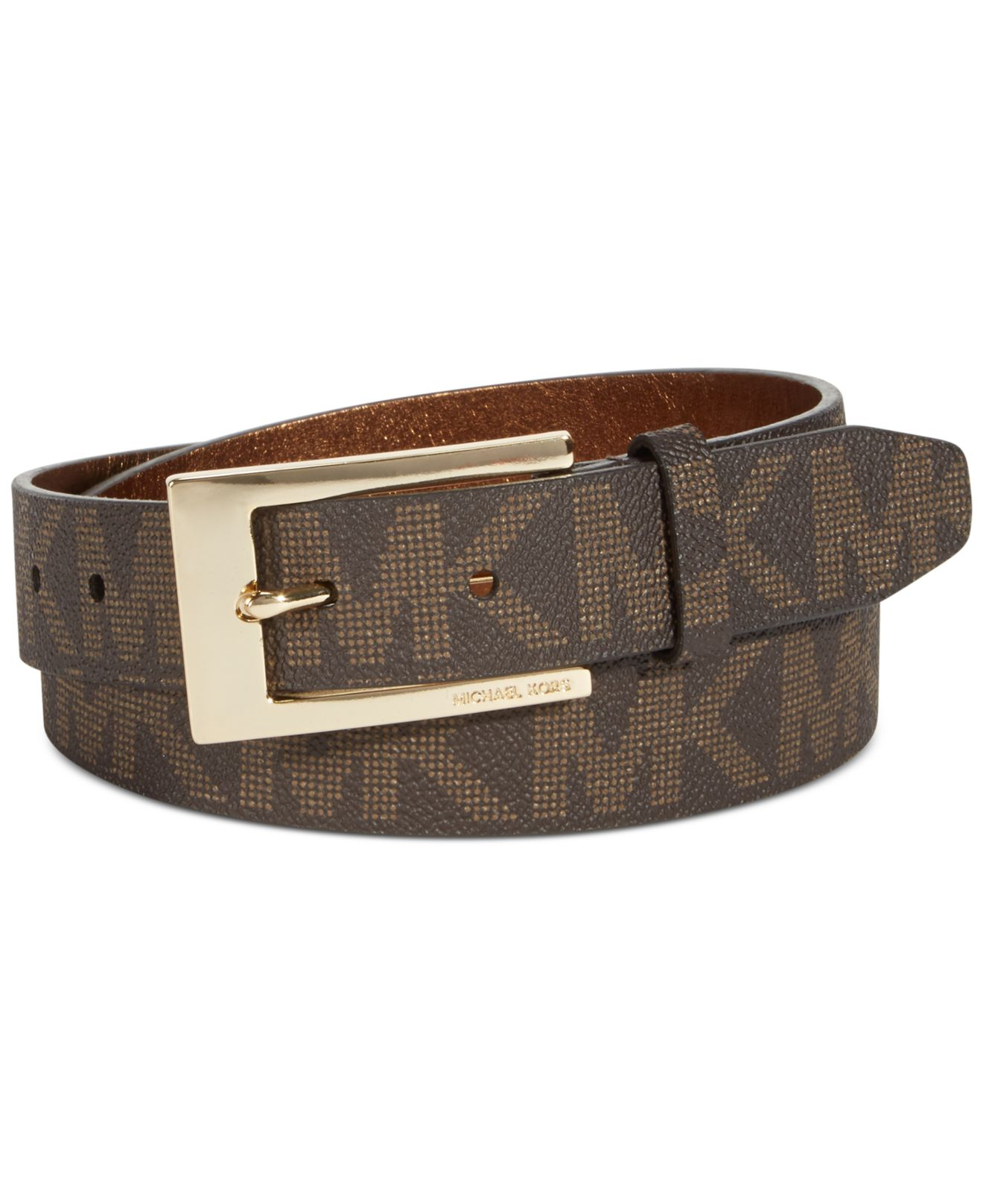 Michael Kors Michael Logo Belt With Plaque Buckle in Black (Brown) - Lyst