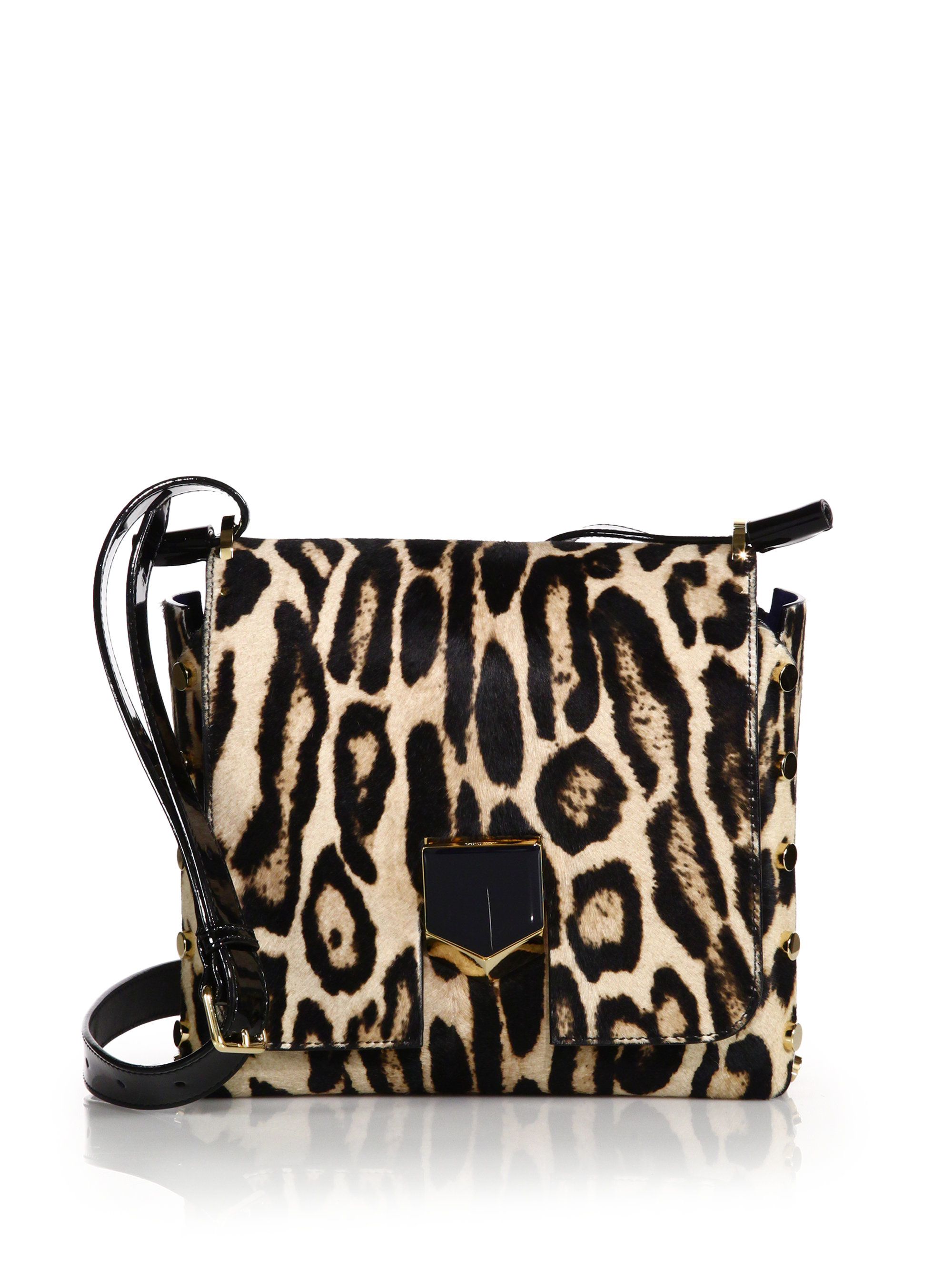 Jimmy Choo Leather Lockett Small Leopardprint Calf Hair Crossbody Bag
