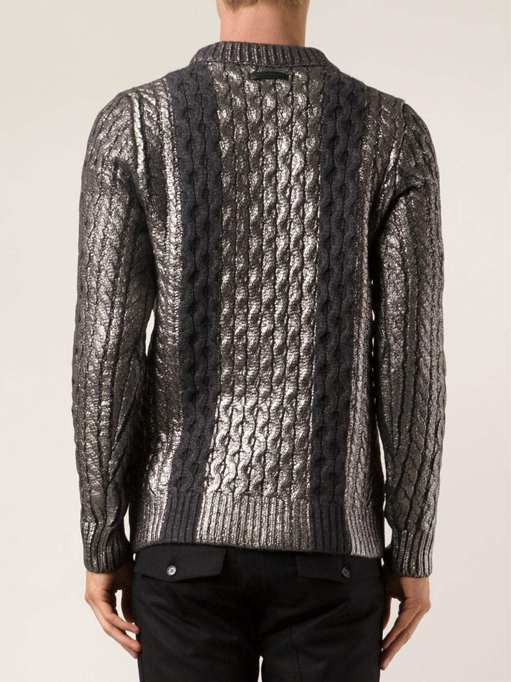 Diesel Black Gold Metallic Sweater in Gray for Men | Lyst