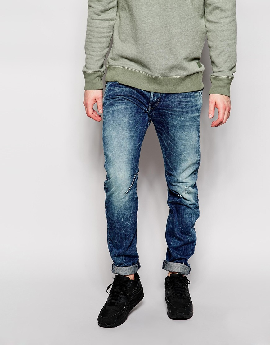 G-star raw Jeans Arc Zip 3d Slim Fit Distressed Medium Aged in Blue for ...