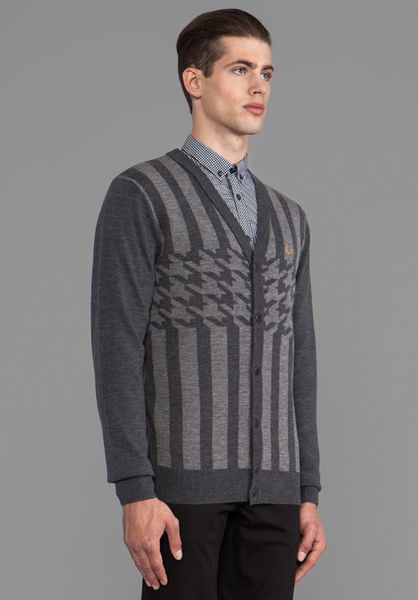 Fred Perry 45s Knitted Cardigan in Gray in Gray for Men (Graphite Marl ...