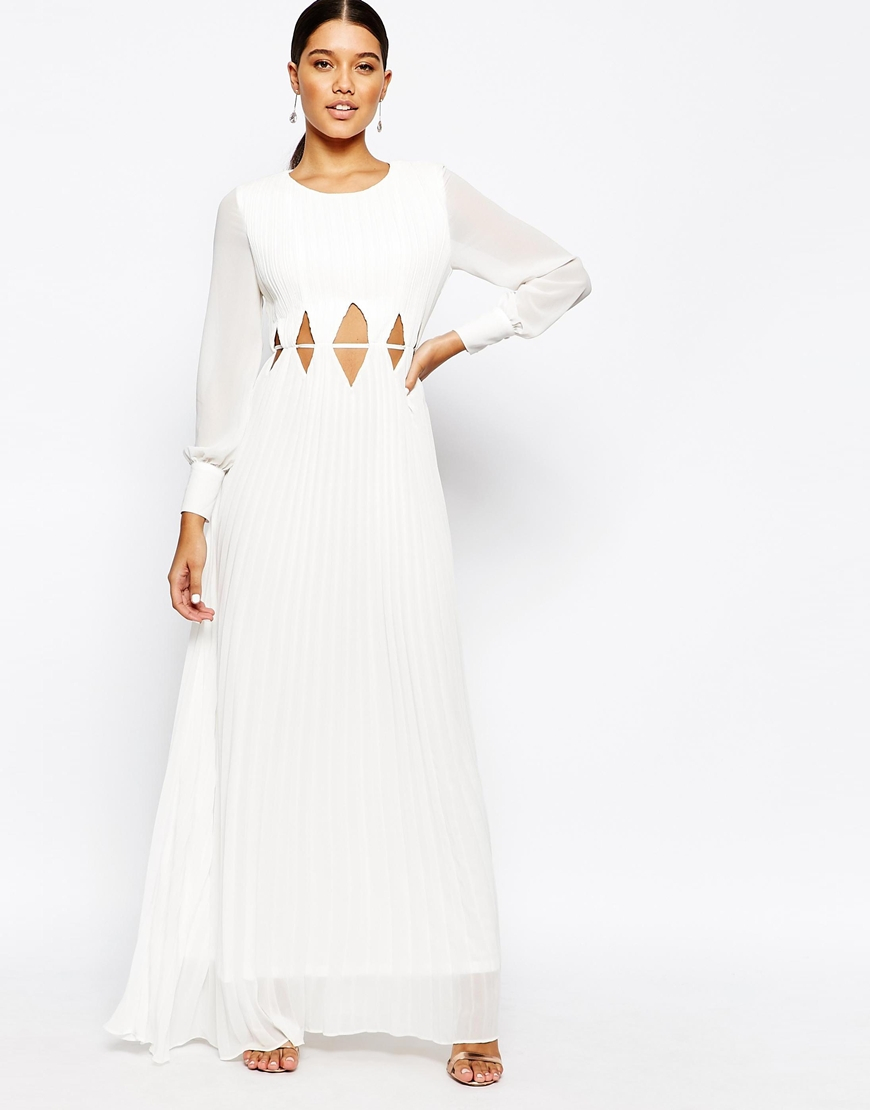long sleeve cream maxi dress